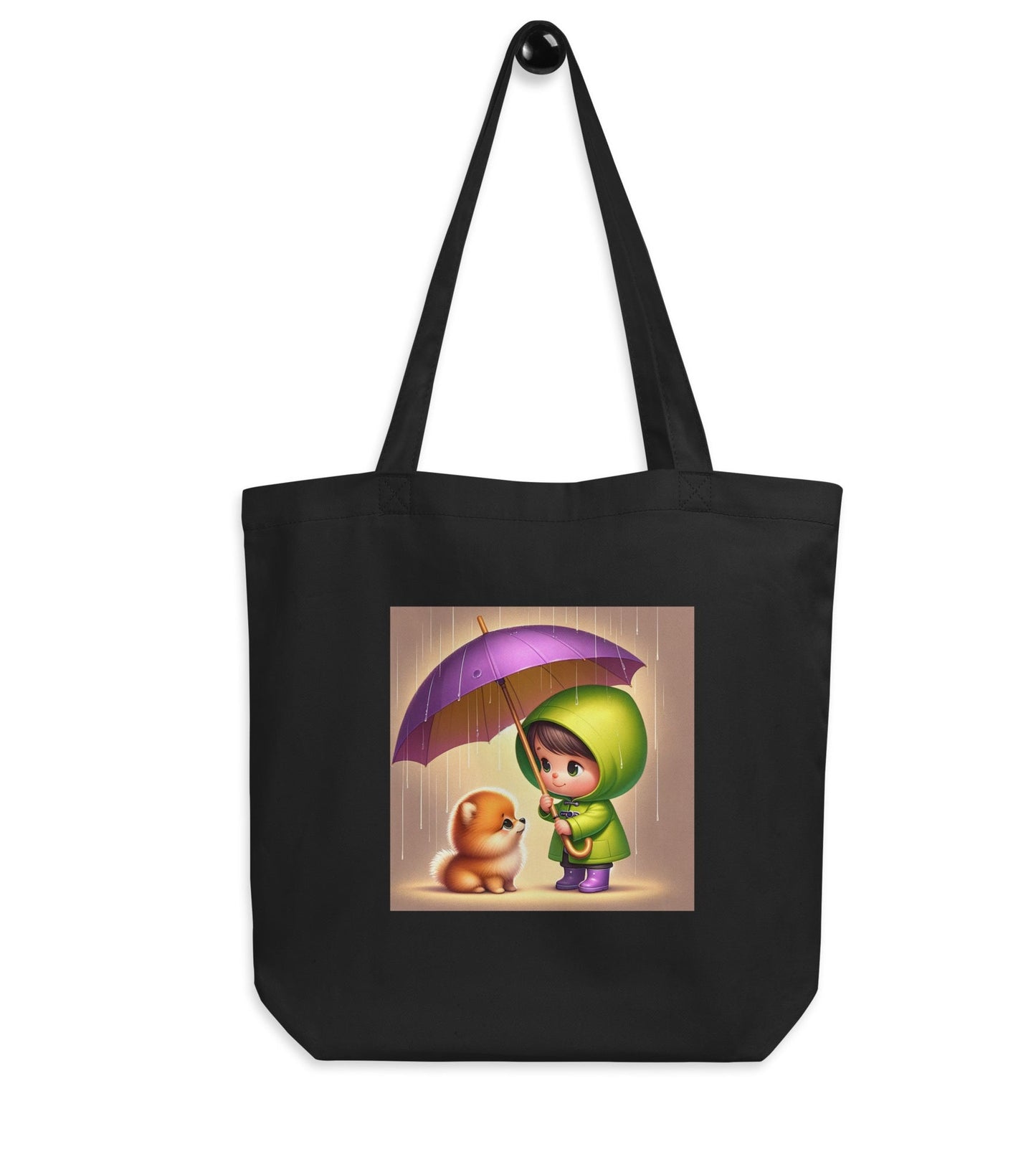 Biologische Katoenen Draagtas met Pomeranian en Kind Illustratie - Duurzaam & Stijlvol - #shop_name