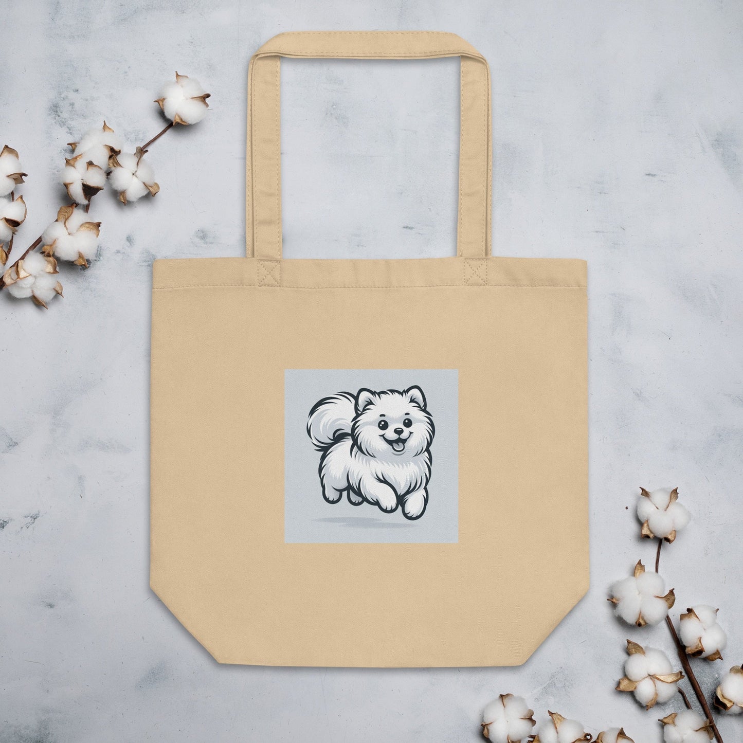 Eco - Stoffen Tas met Pomeranian Illustratie - Stijlvol & Duurzaam - #shop_name