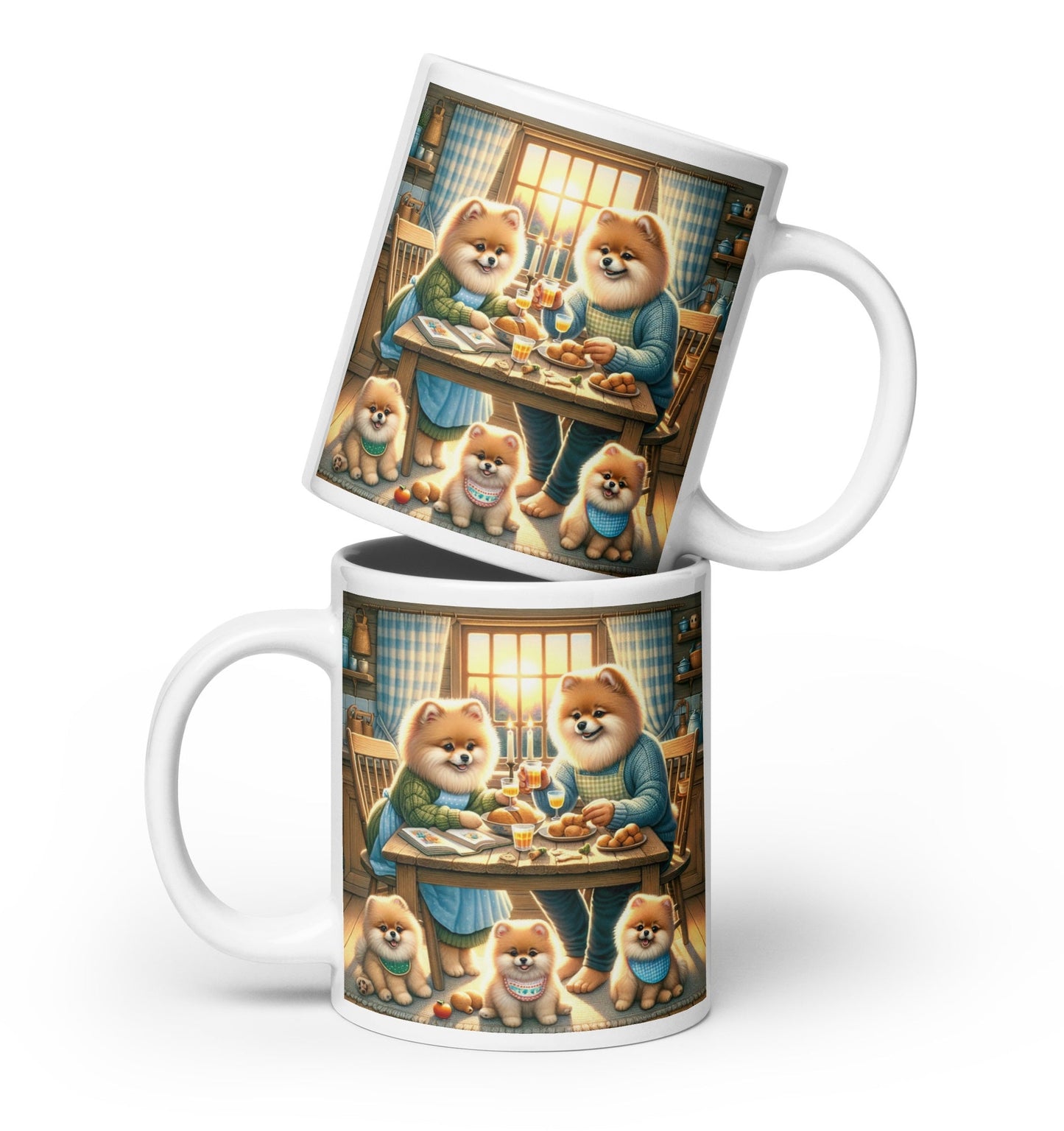 Gezellige Pom Familie Eettafel Scene - Decoratieve Koffiemok - #shop_name