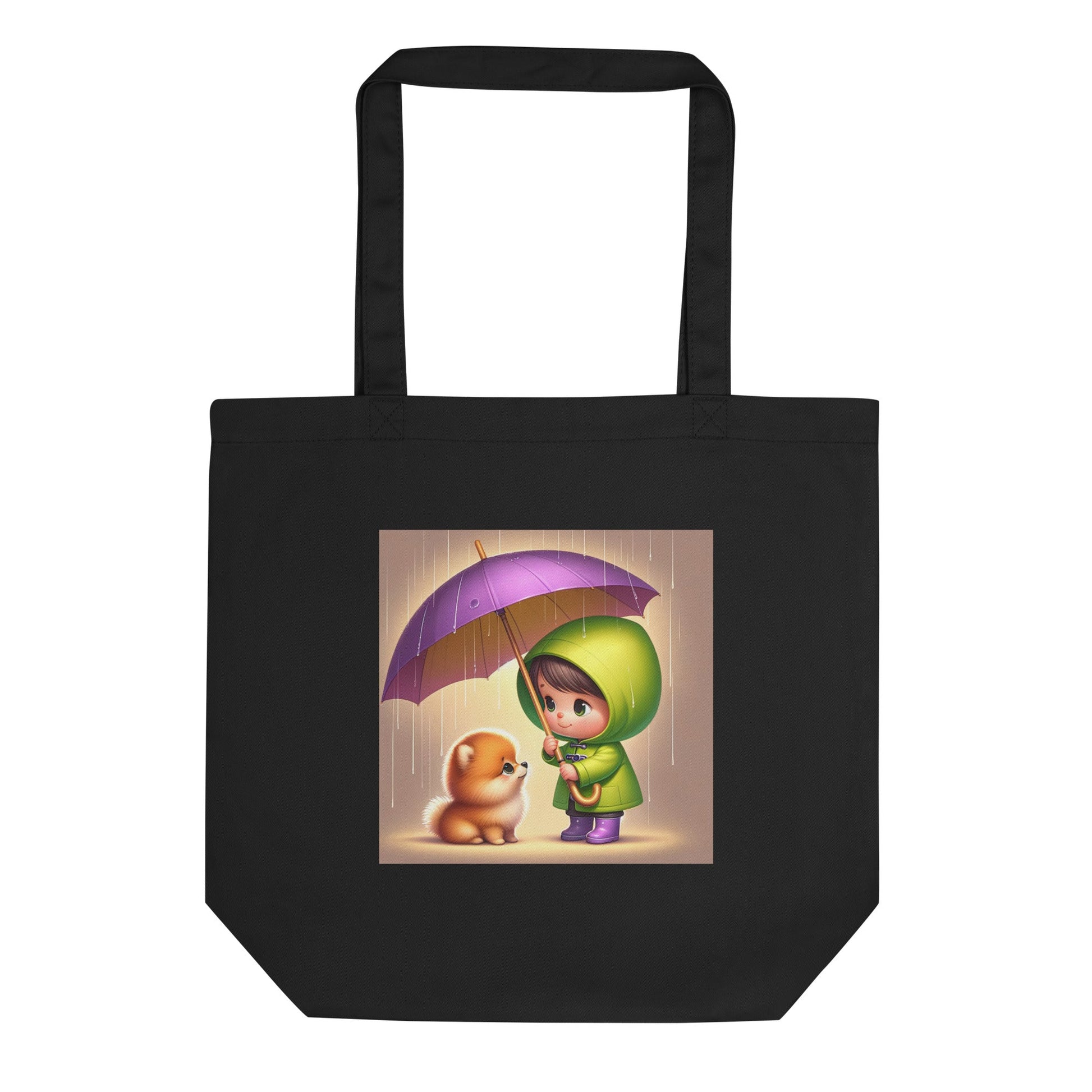 Biologische Katoenen Draagtas met Pomeranian en Kind Illustratie - Duurzaam & Stijlvol - #shop_name