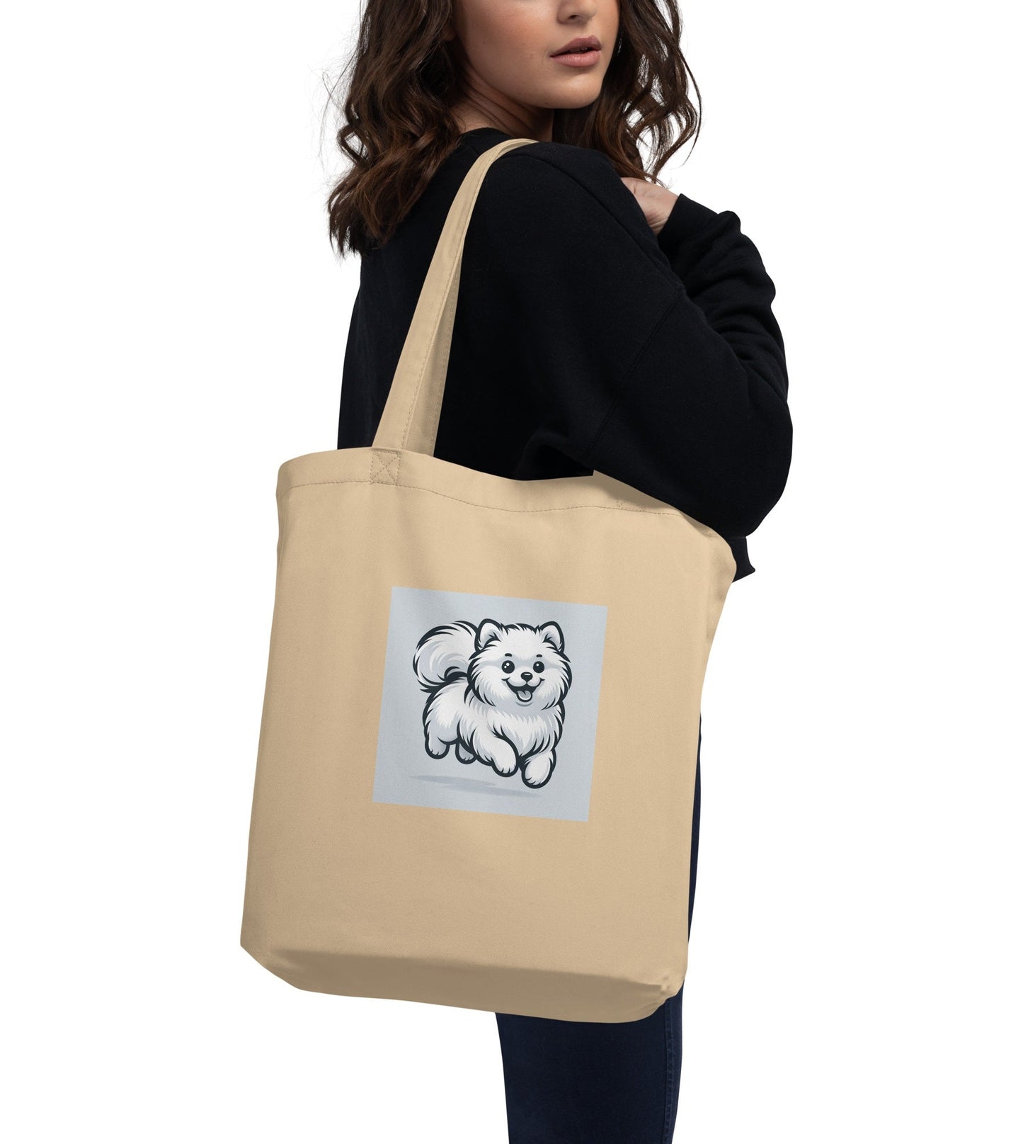 Eco - Stoffen Tas met Pomeranian Illustratie - Stijlvol & Duurzaam - #shop_name