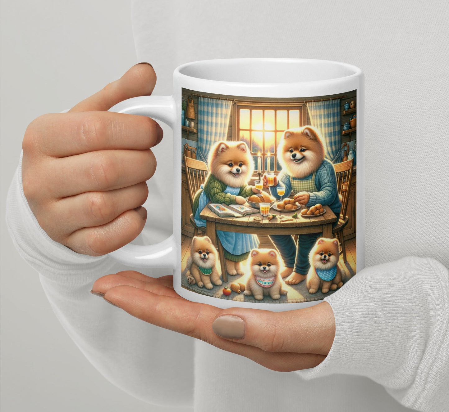 Gezellige Pom Familie Eettafel Scene - Decoratieve Koffiemok - #shop_name