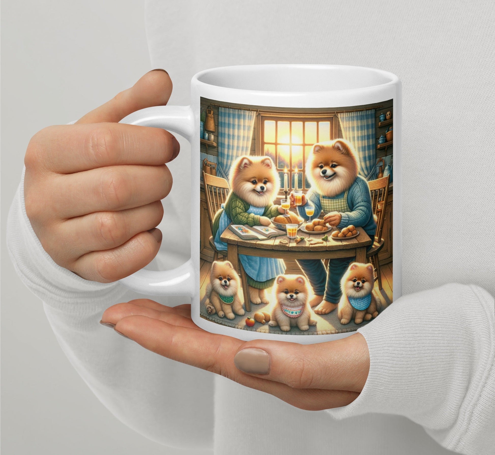 Gezellige Pom Familie Eettafel Scene - Decoratieve Koffiemok - #shop_name