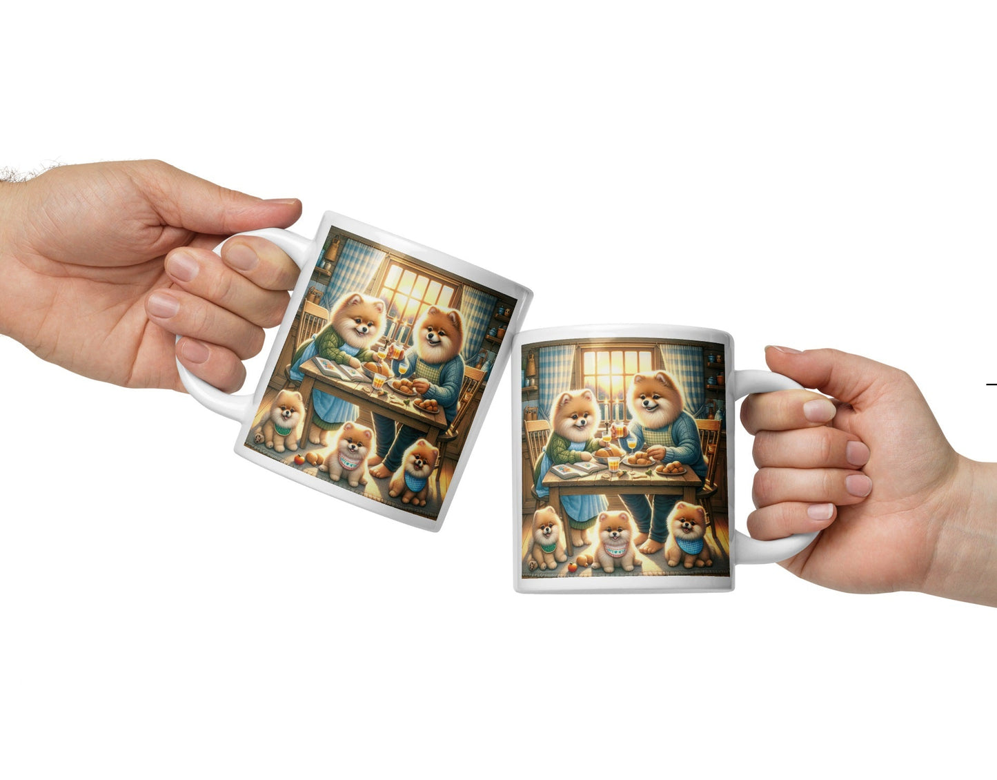 Gezellige Pom Familie Eettafel Scene - Decoratieve Koffiemok - #shop_name