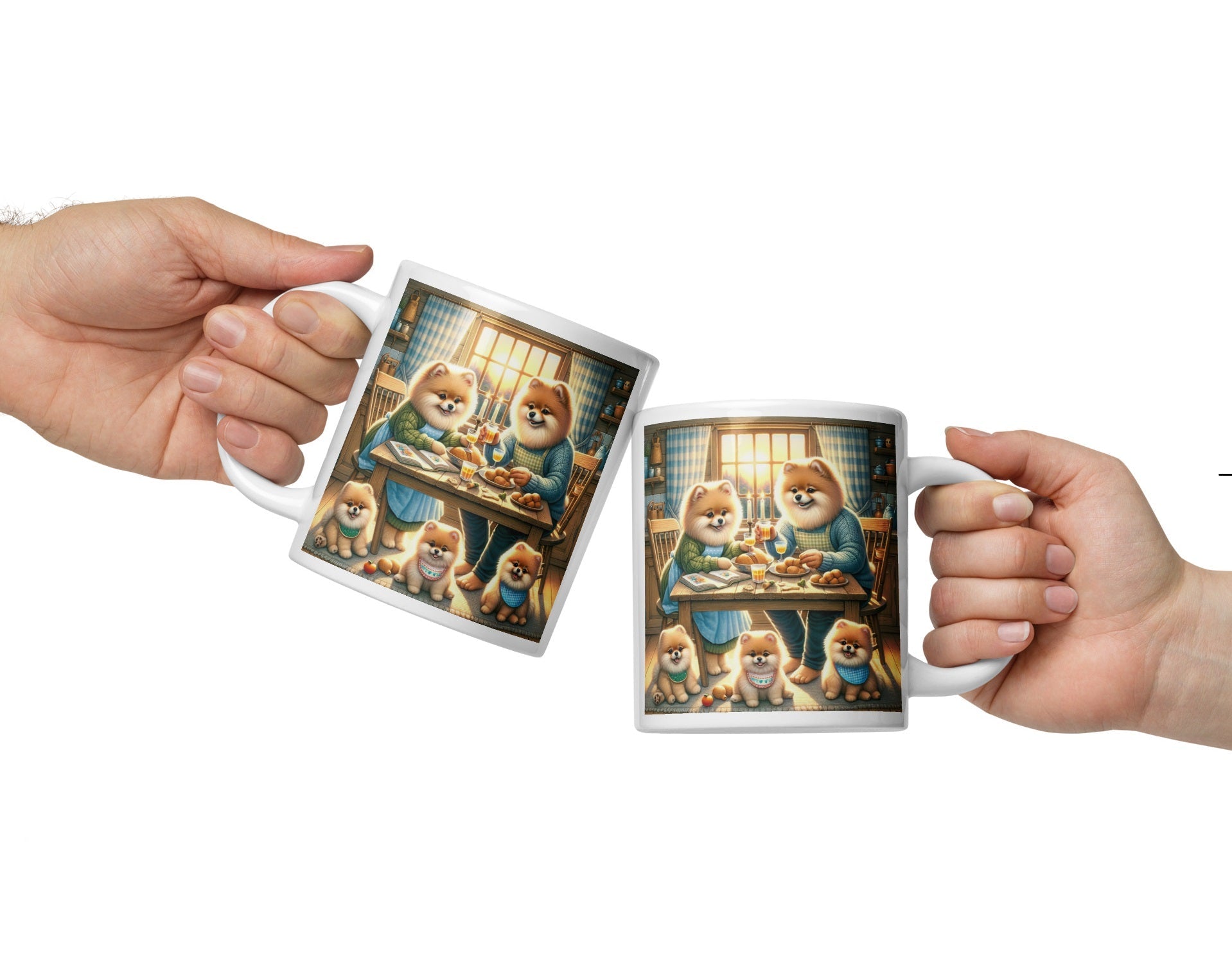 Gezellige Pom Familie Eettafel Scene - Decoratieve Koffiemok - #shop_name