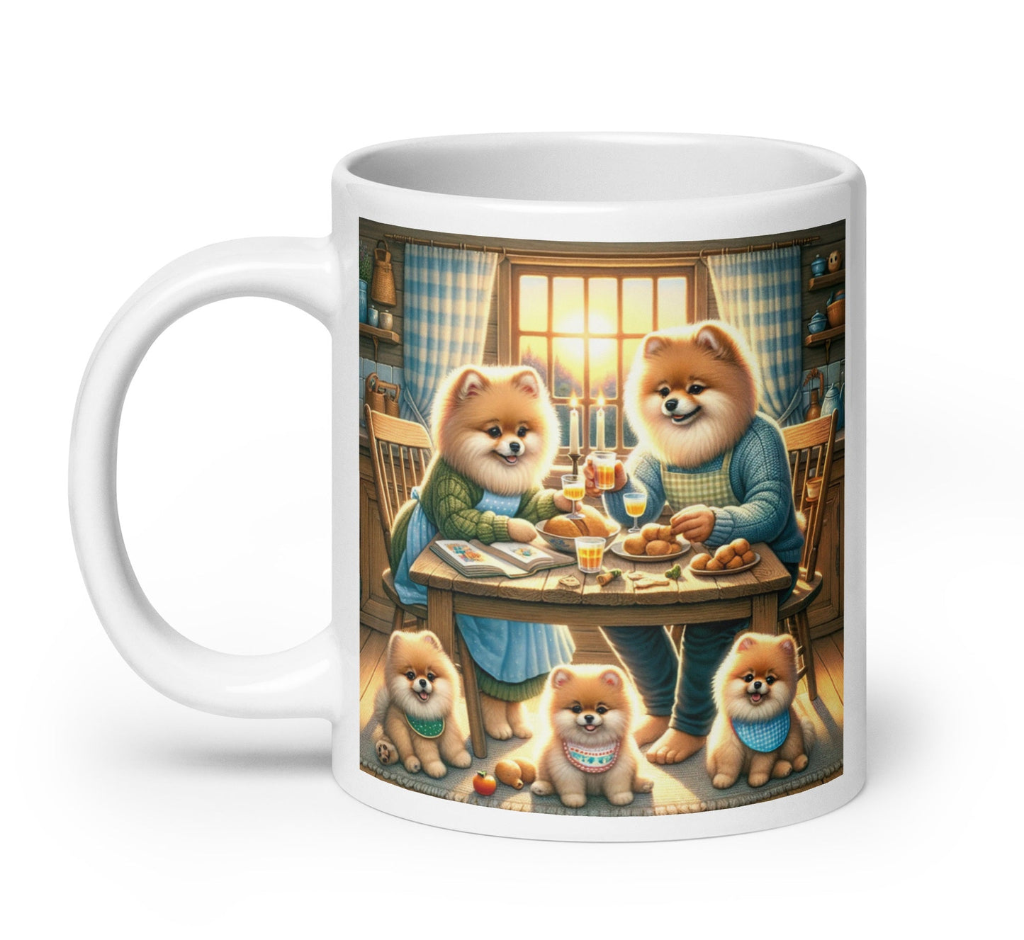 Gezellige Pom Familie Eettafel Scene - Decoratieve Koffiemok - #shop_name