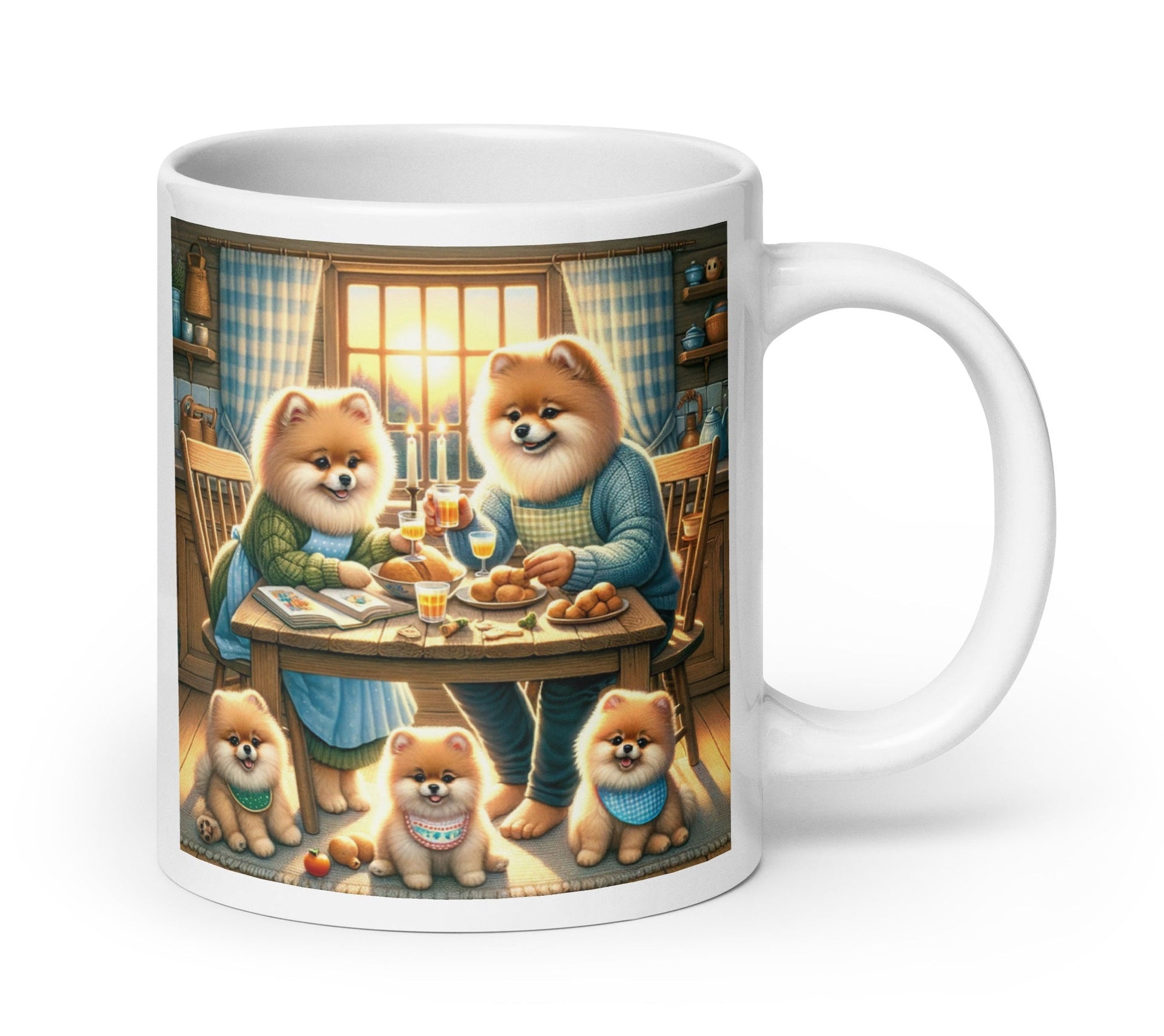 Gezellige Pom Familie Eettafel Scene - Decoratieve Koffiemok - #shop_name