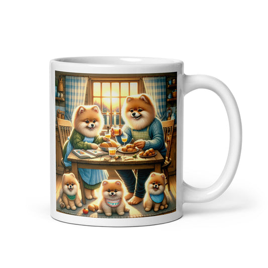 Gezellige Pom Familie Eettafel Scene - Decoratieve Koffiemok - #shop_name