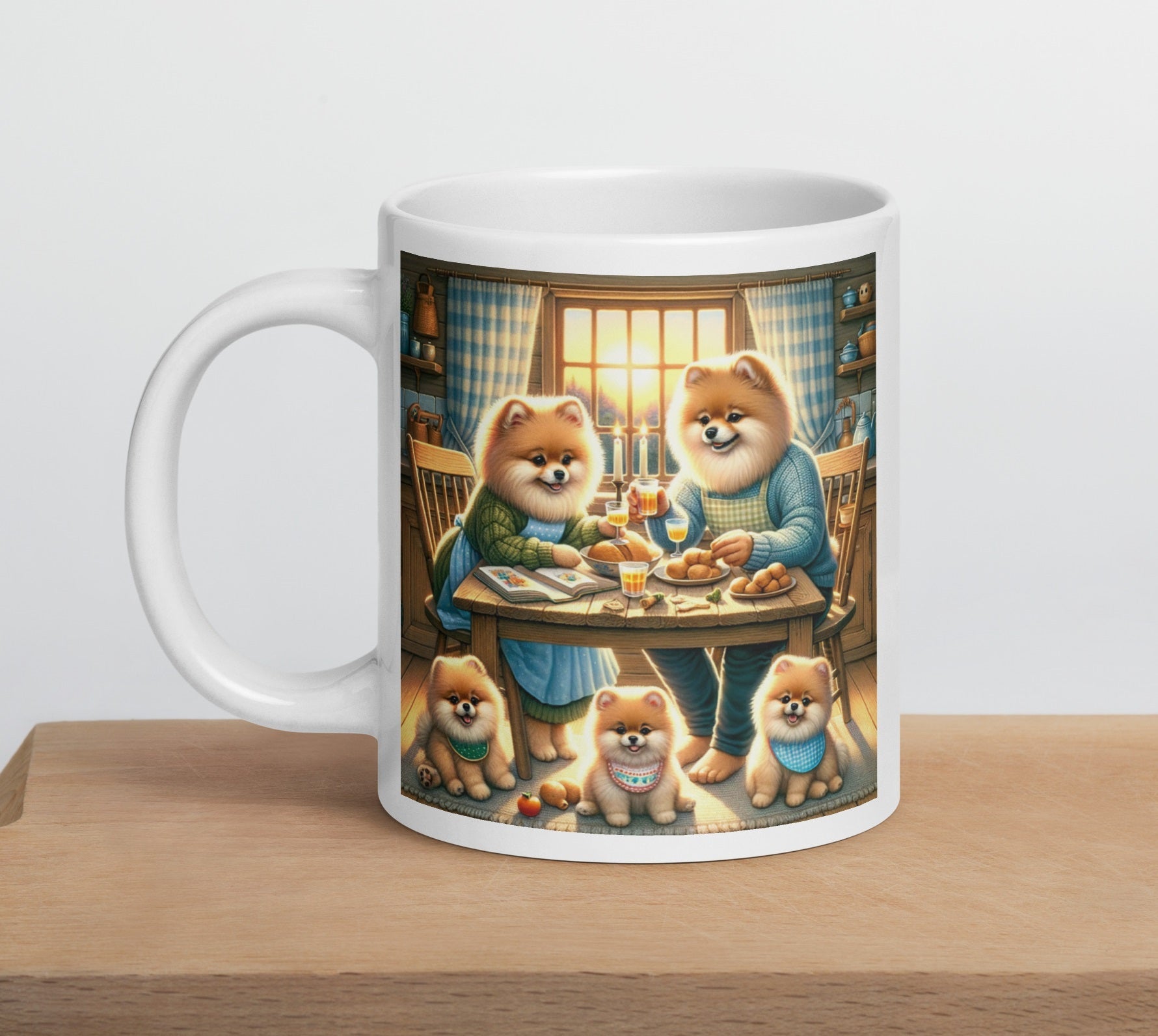 Gezellige Pom Familie Eettafel Scene - Decoratieve Koffiemok - #shop_name