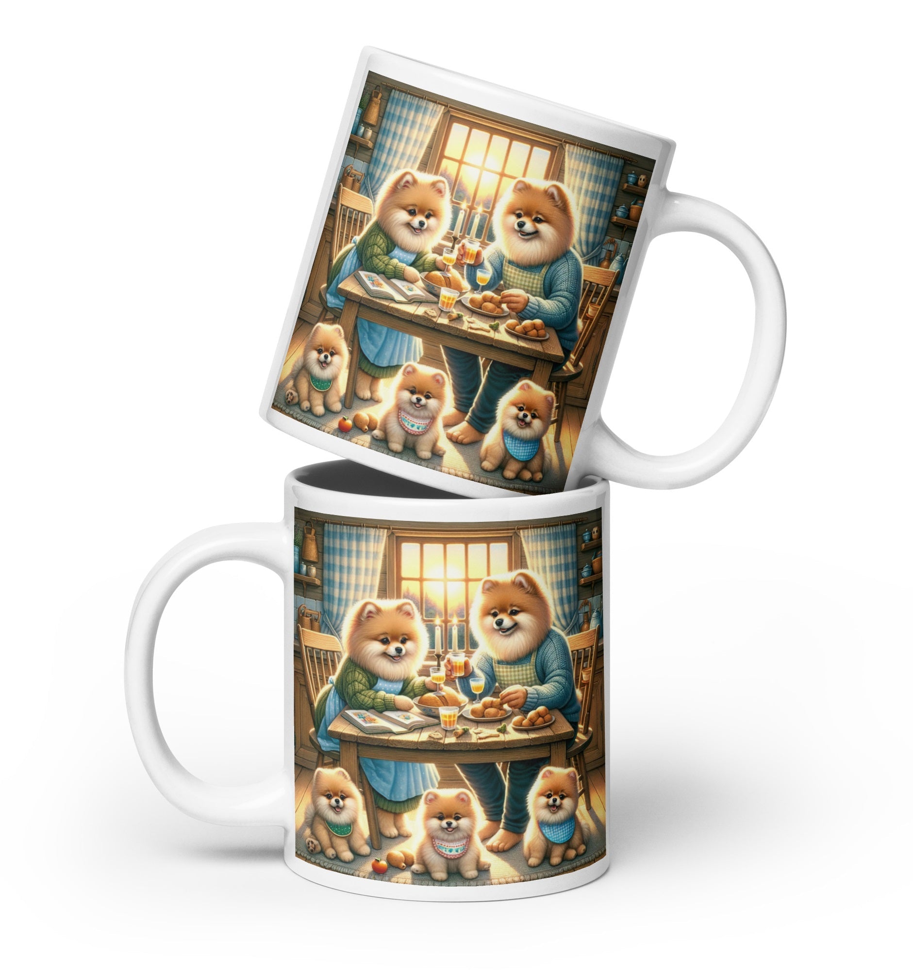 Gezellige Pom Familie Eettafel Scene - Decoratieve Koffiemok - #shop_name
