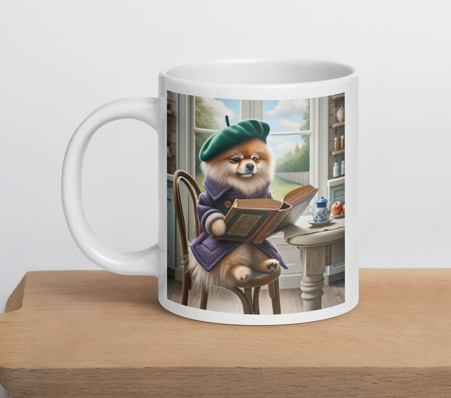 Gezellige Theemoment Pomeranian - Artistieke Leesliefhebber Mok voor Thuis - #shop_name