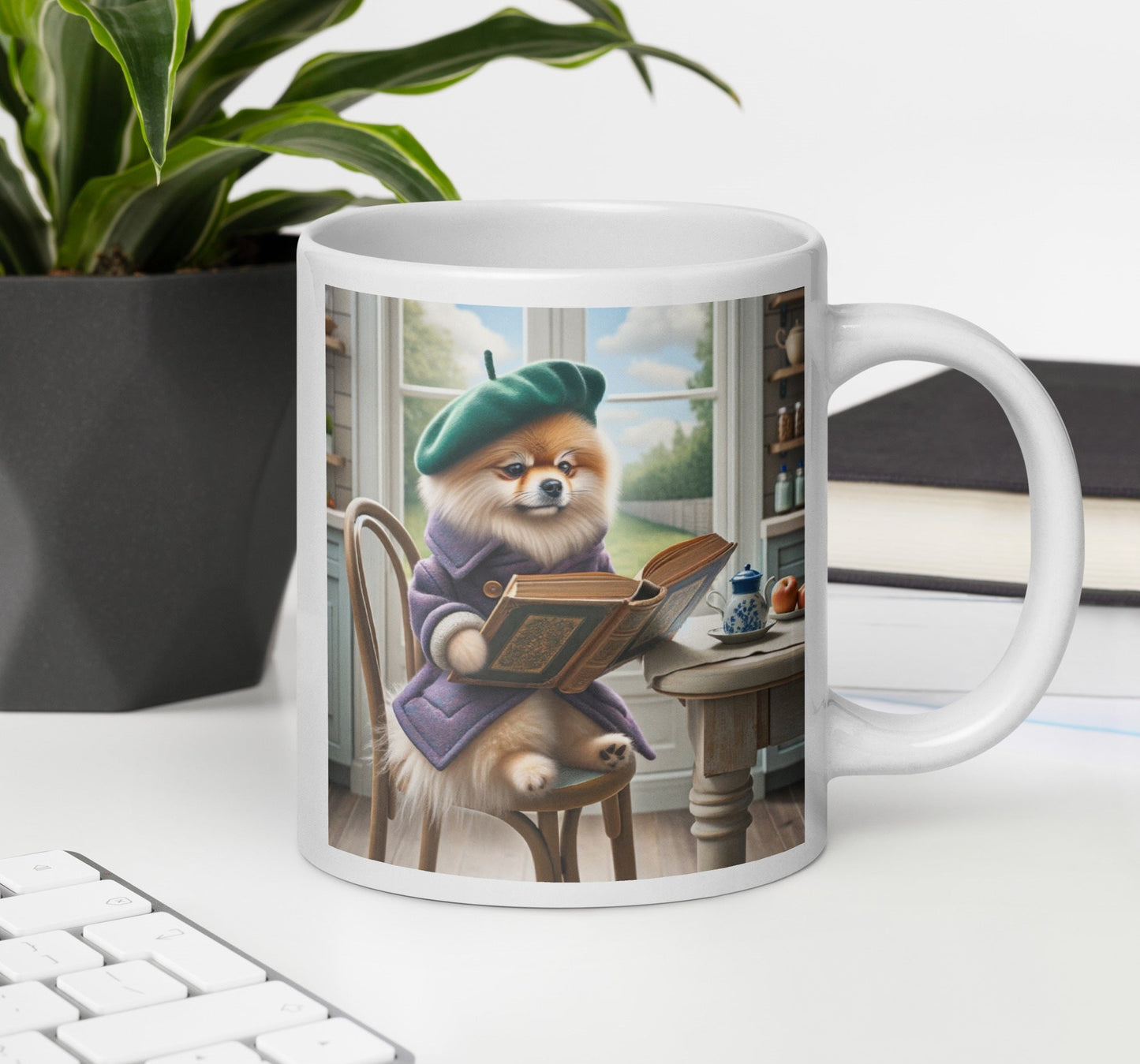 Gezellige Theemoment Pomeranian - Artistieke Leesliefhebber Mok voor Thuis - #shop_name