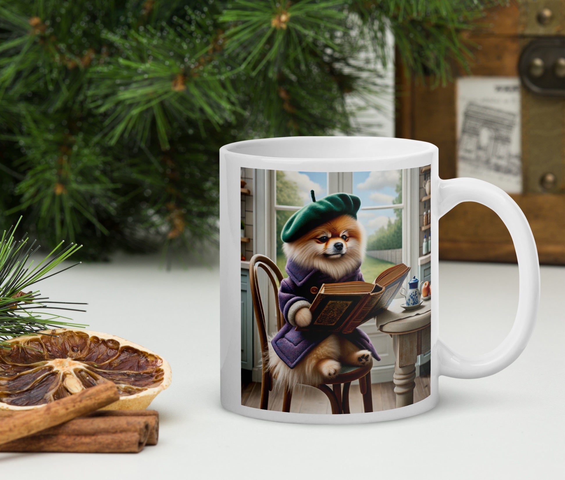 Gezellige Theemoment Pomeranian - Artistieke Leesliefhebber Mok voor Thuis - #shop_name