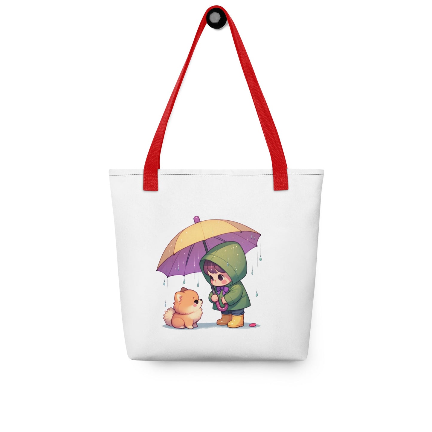 Lief Meisje en Puppy Tas - Charmante Paraplu Illustratie - Ruime & Trendy Draagtas - #shop_name