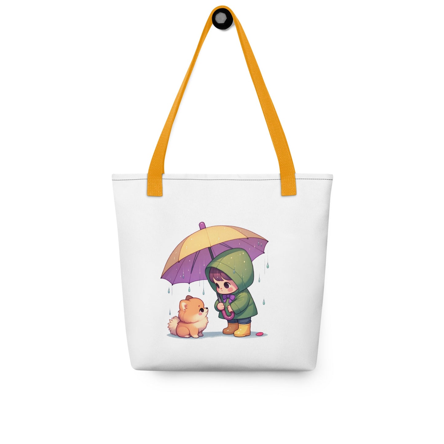 Lief Meisje en Puppy Tas - Charmante Paraplu Illustratie - Ruime & Trendy Draagtas - #shop_name