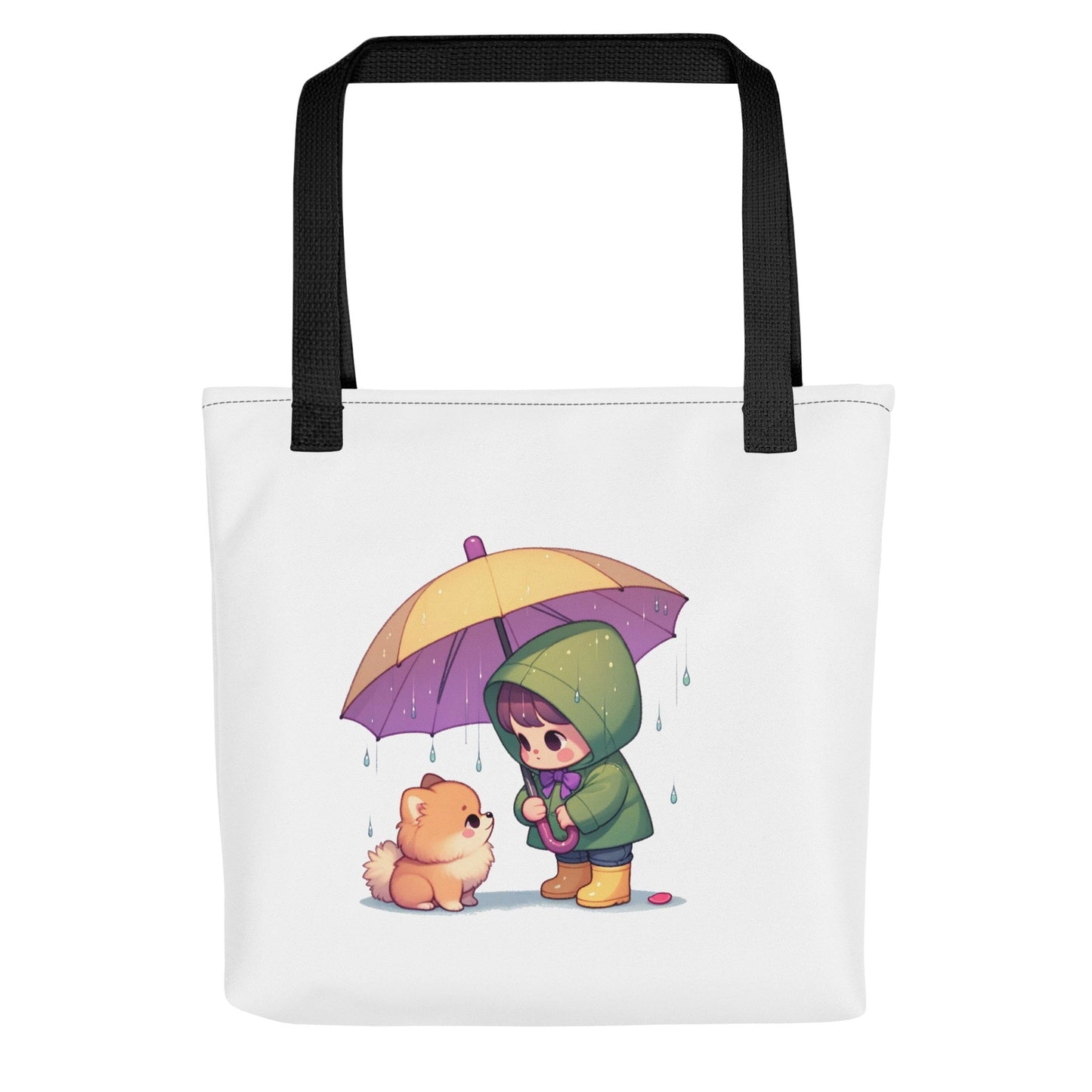 Lief Meisje en Puppy Tas - Charmante Paraplu Illustratie - Ruime & Trendy Draagtas - #shop_name