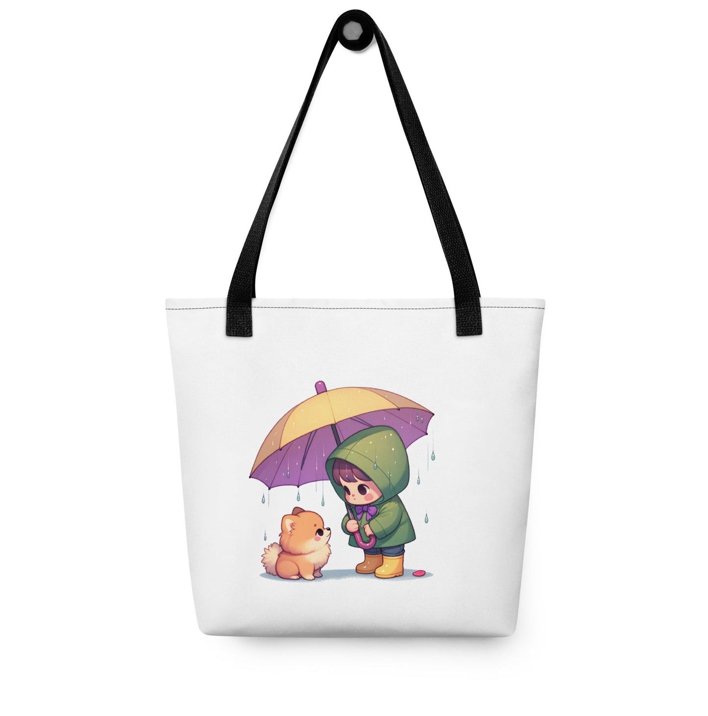 Lief Meisje en Puppy Tas - Charmante Paraplu Illustratie - Ruime & Trendy Draagtas - #shop_name