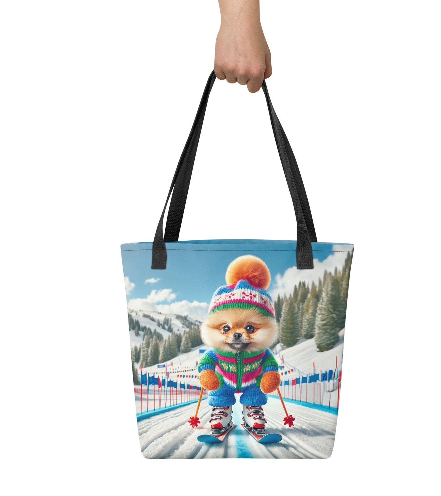 Pomdog op de Piste - Unieke Schoudertas met Skiënde Pomeranian - #shop_name