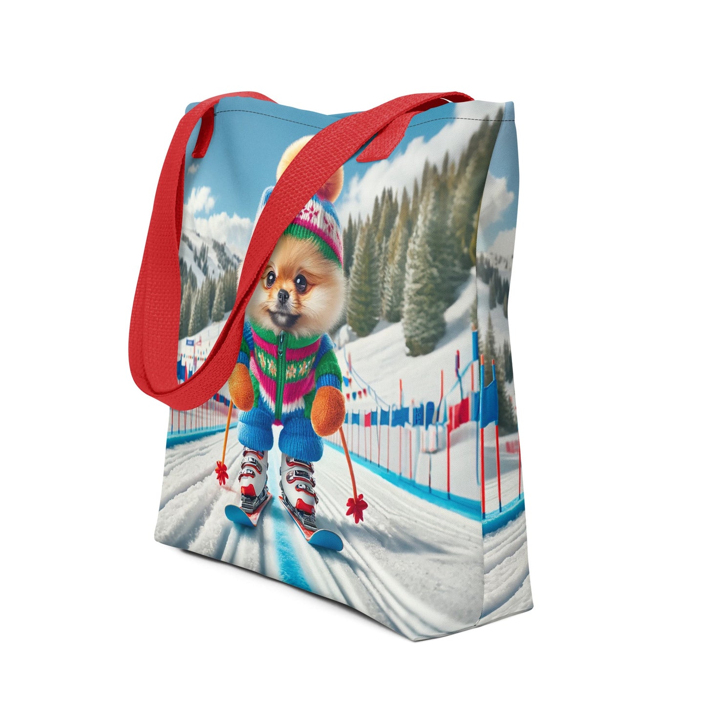 Pomdog op de Piste - Unieke Schoudertas met Skiënde Pomeranian - #shop_name