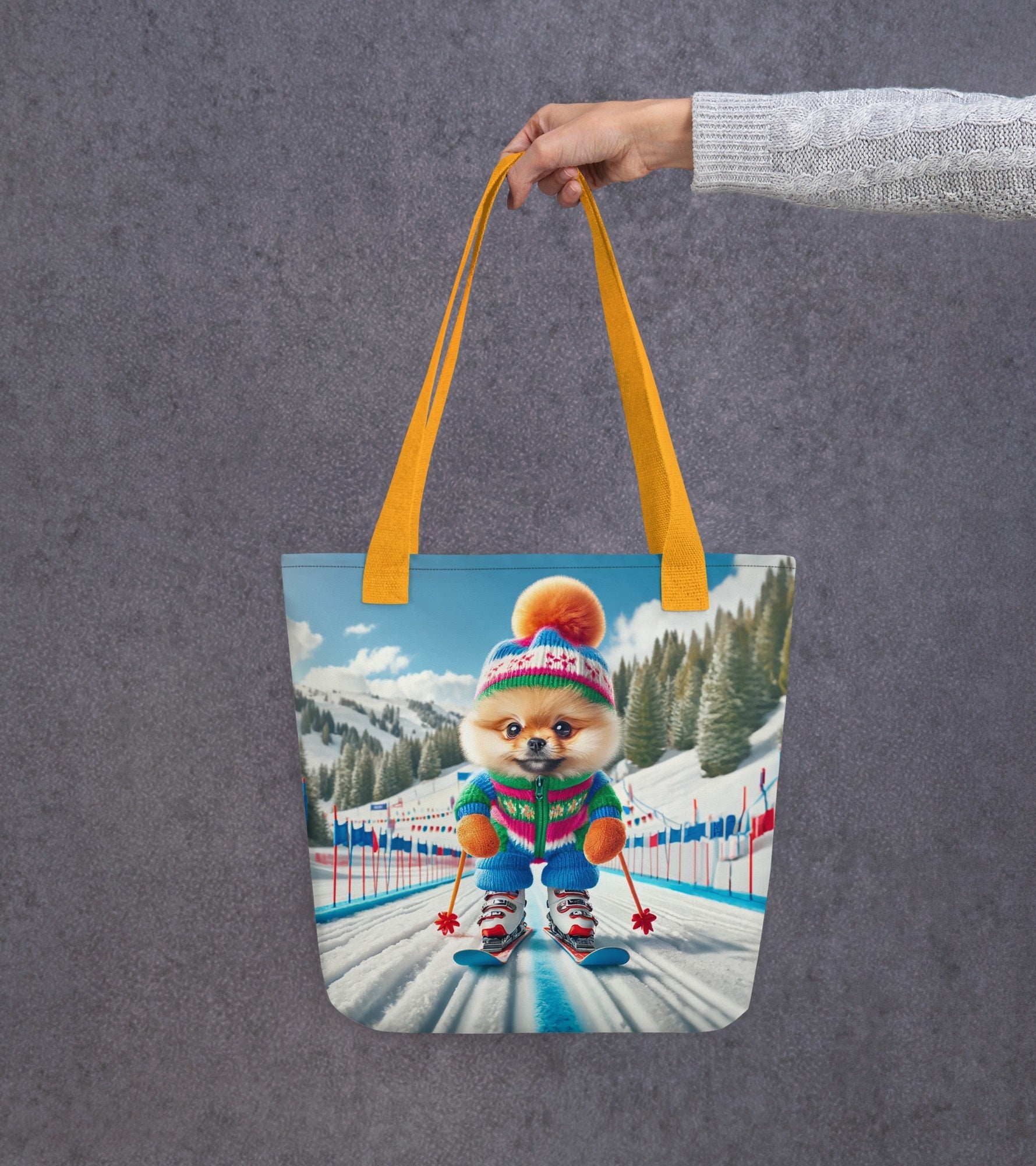 Pomdog op de Piste - Unieke Schoudertas met Skiënde Pomeranian - #shop_name