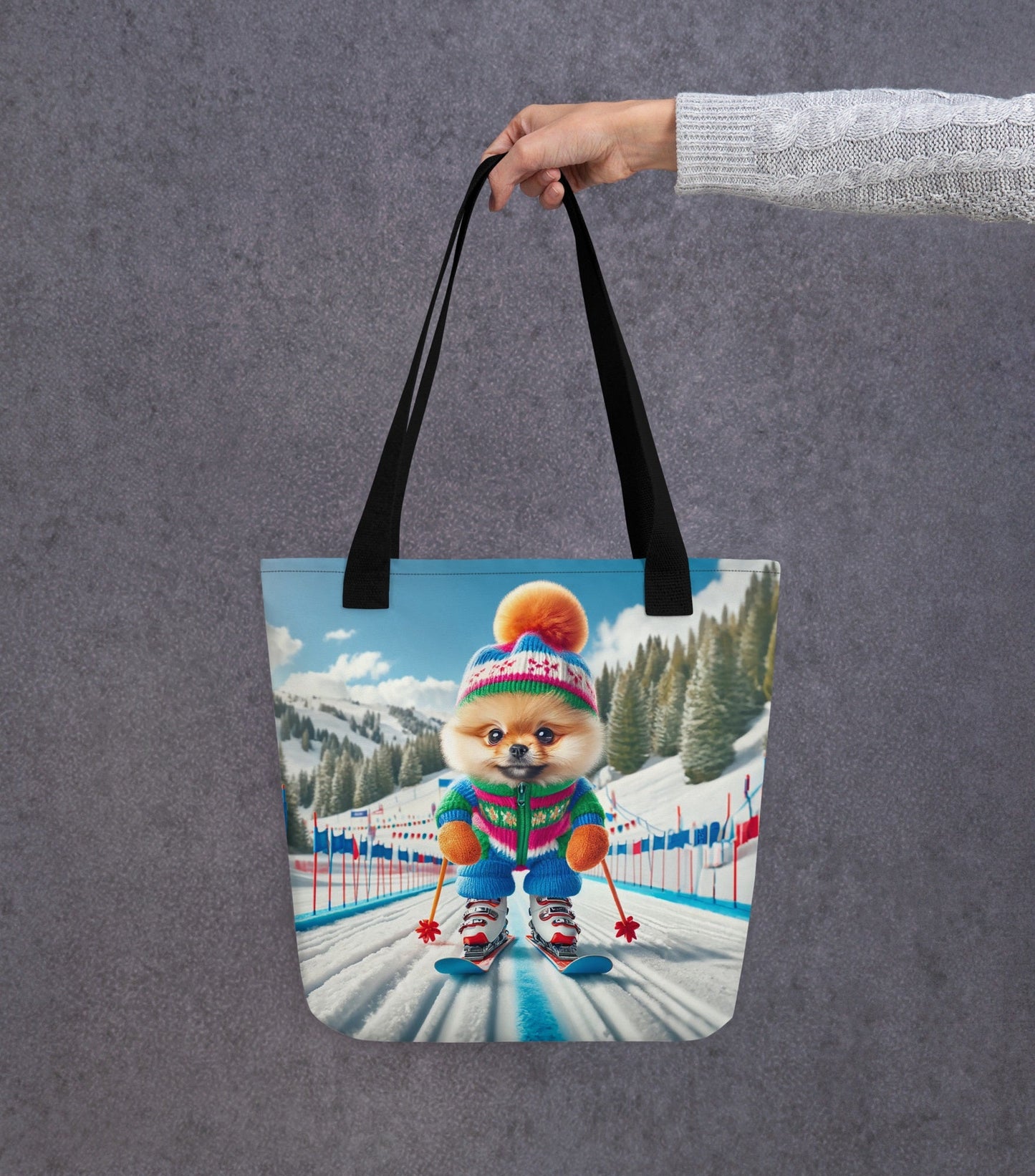 Pomdog op de Piste - Unieke Schoudertas met Skiënde Pomeranian - #shop_name