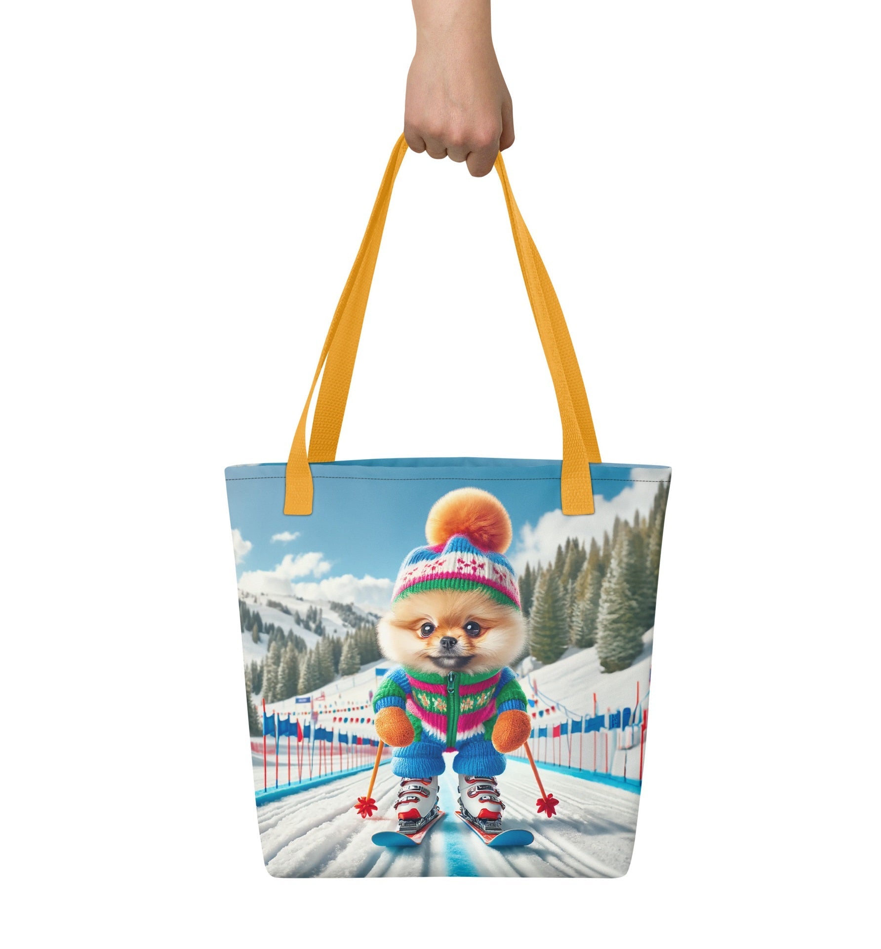 Pomdog op de Piste - Unieke Schoudertas met Skiënde Pomeranian - #shop_name