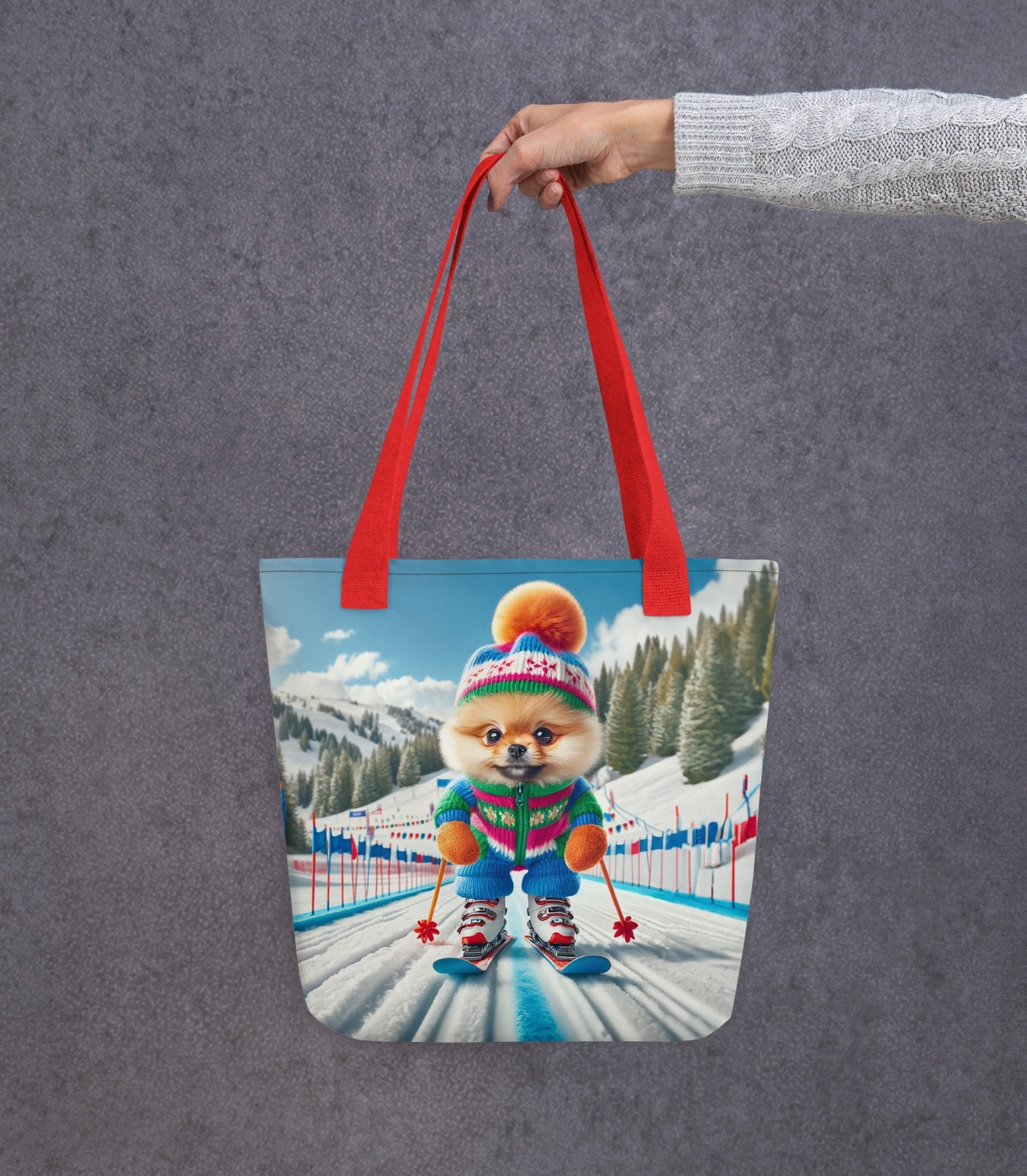 Pomdog op de Piste - Unieke Schoudertas met Skiënde Pomeranian - #shop_name
