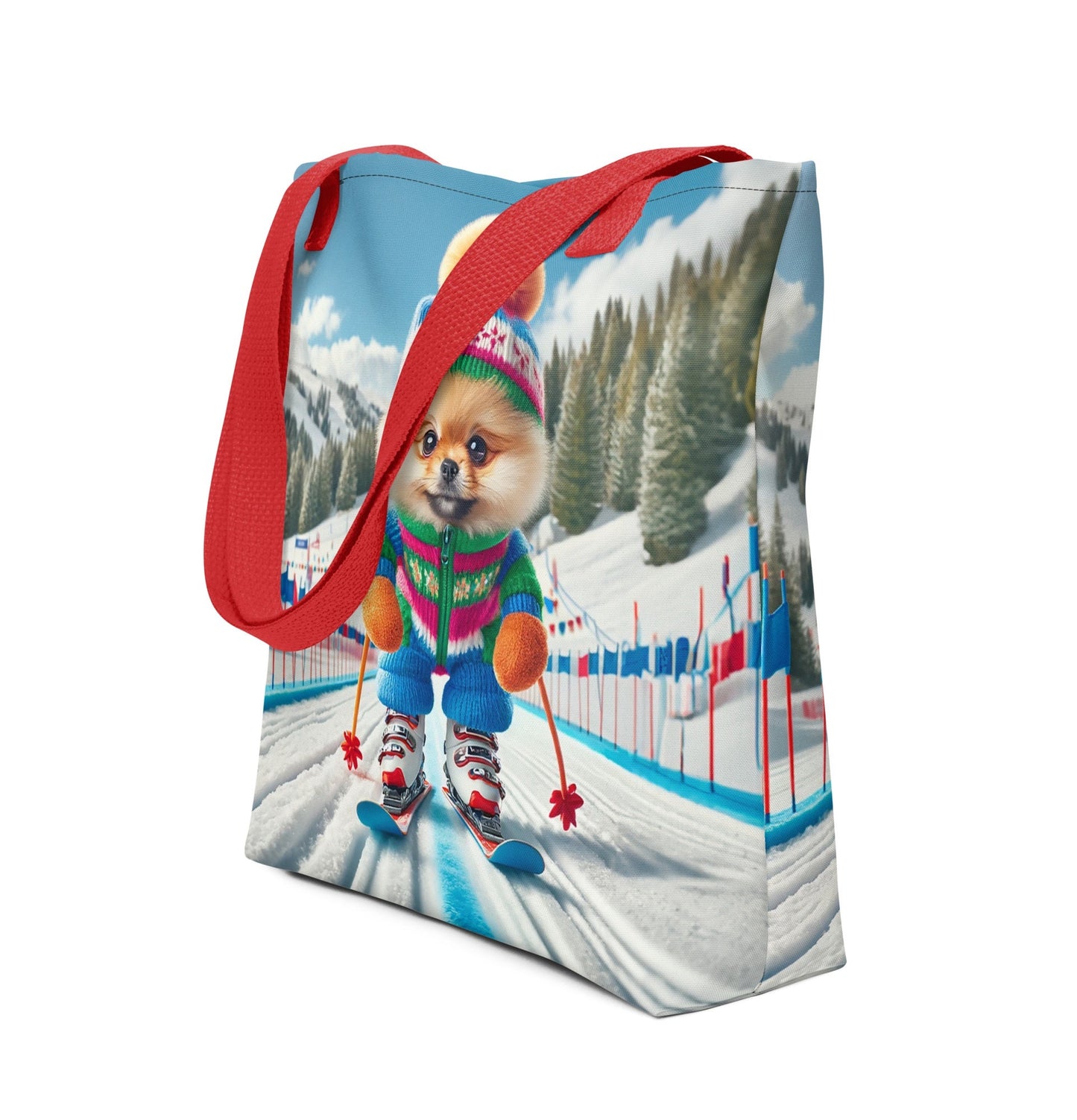 Pomdog op de Piste - Unieke Schoudertas met Skiënde Pomeranian - #shop_name