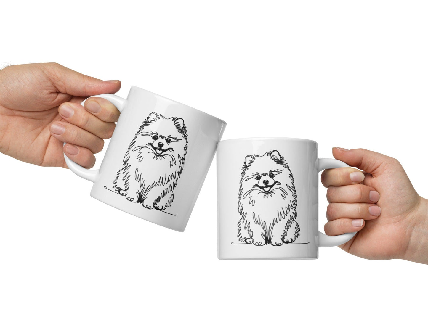 **Pomeranian Liefhebber Mok - Speelse Pomdog Schets Drinkbeker** - #shop_name