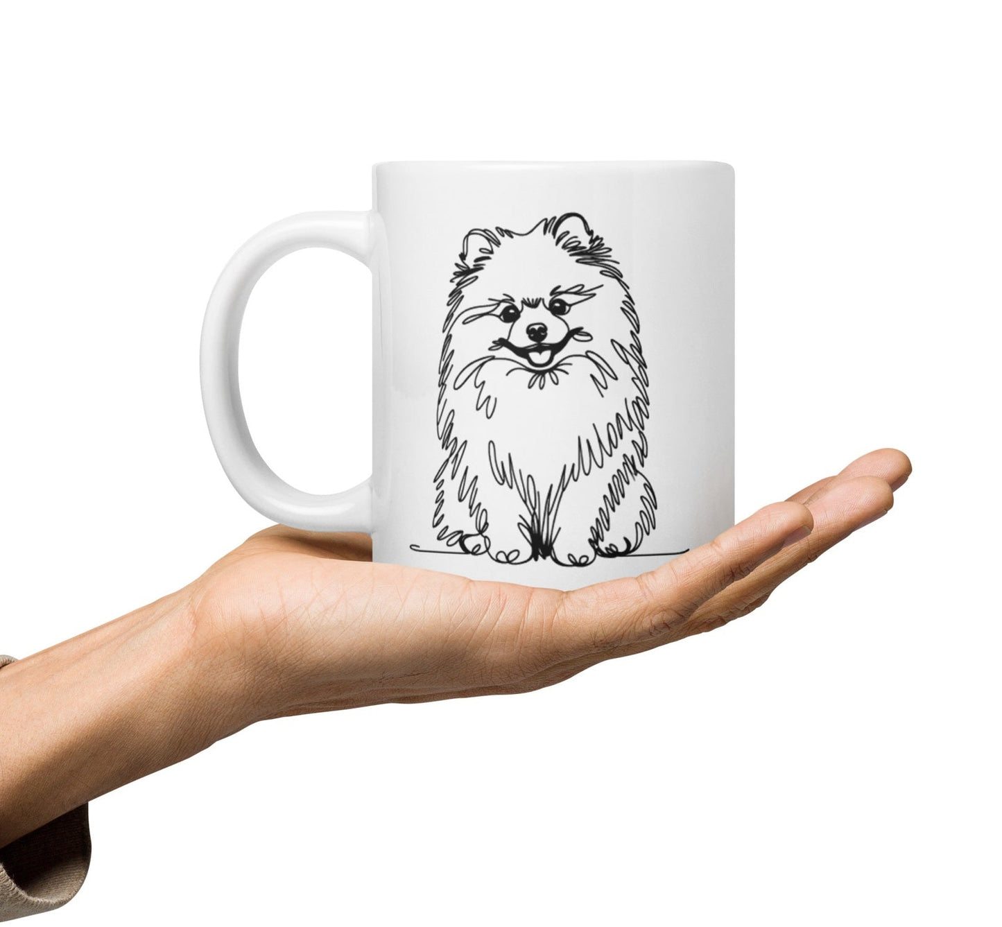 **Pomeranian Liefhebber Mok - Speelse Pomdog Schets Drinkbeker** - #shop_name