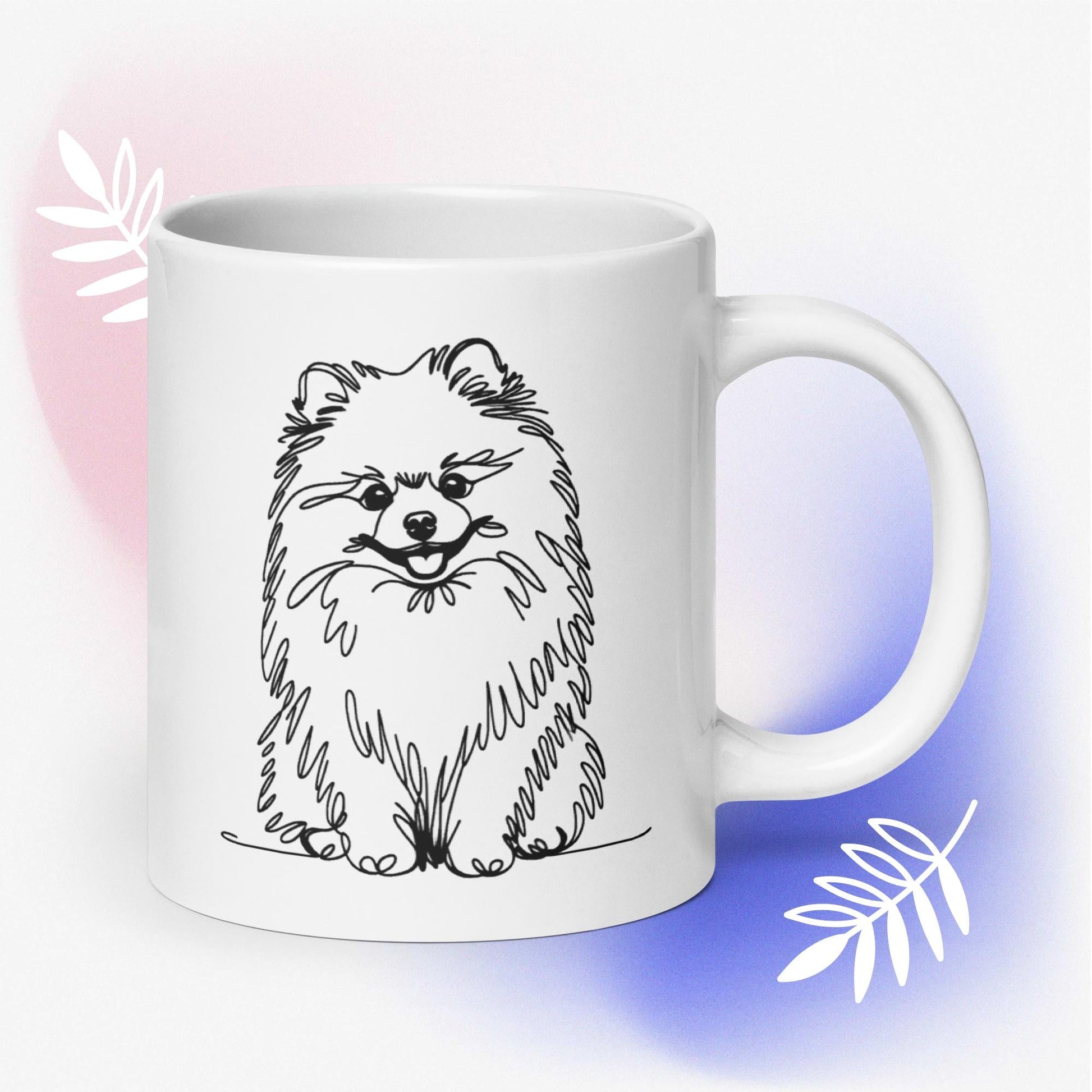 **Pomeranian Liefhebber Mok - Speelse Pomdog Schets Drinkbeker** - #shop_name