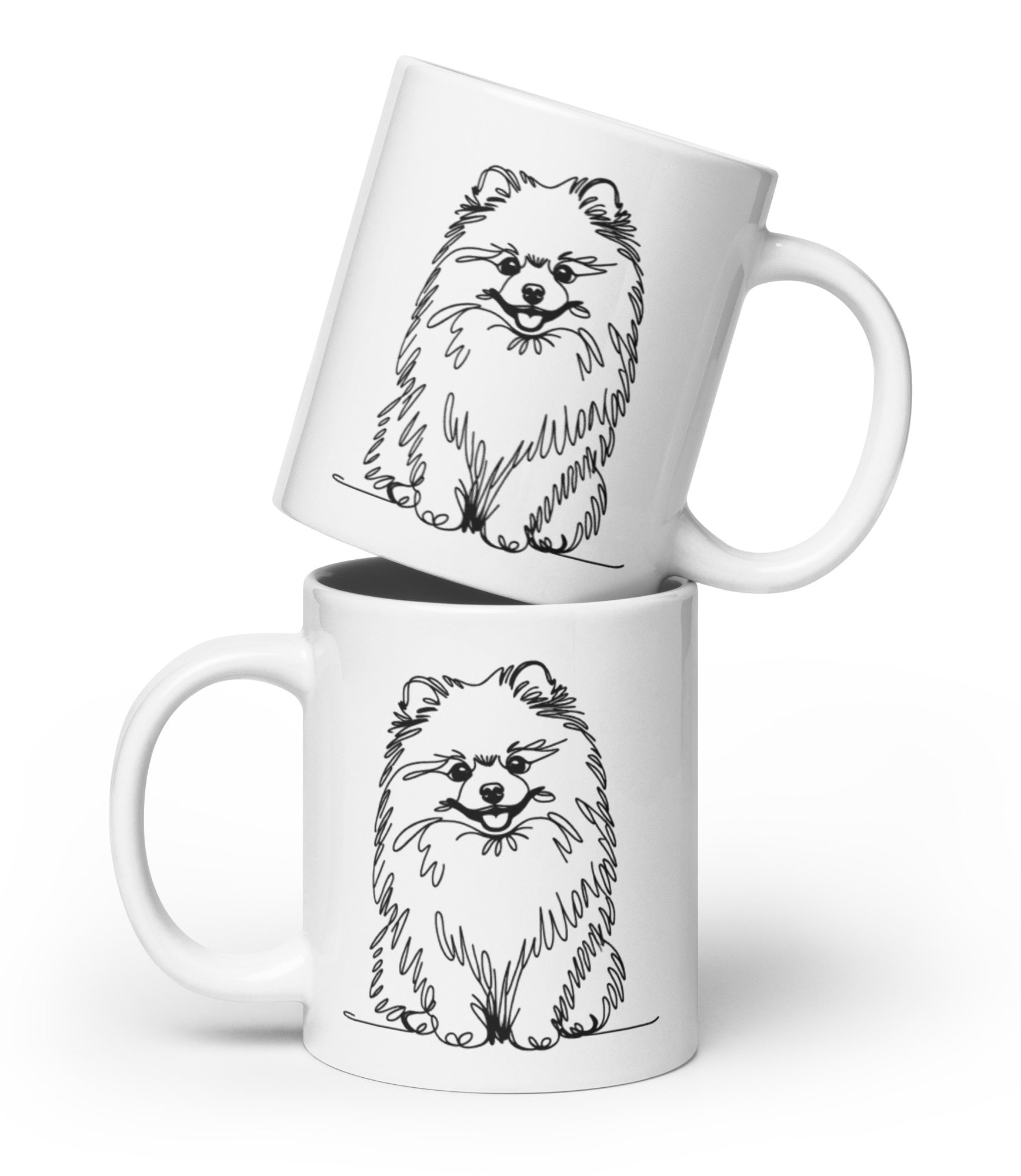 **Pomeranian Liefhebber Mok - Speelse Pomdog Schets Drinkbeker** - #shop_name