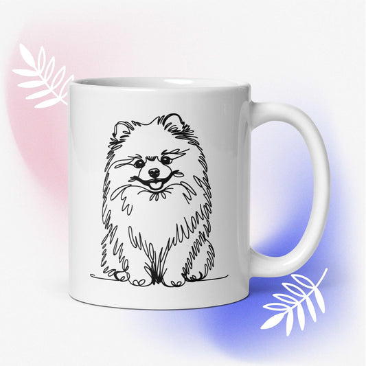 **Pomeranian Liefhebber Mok - Speelse Pomdog Schets Drinkbeker** - #shop_name