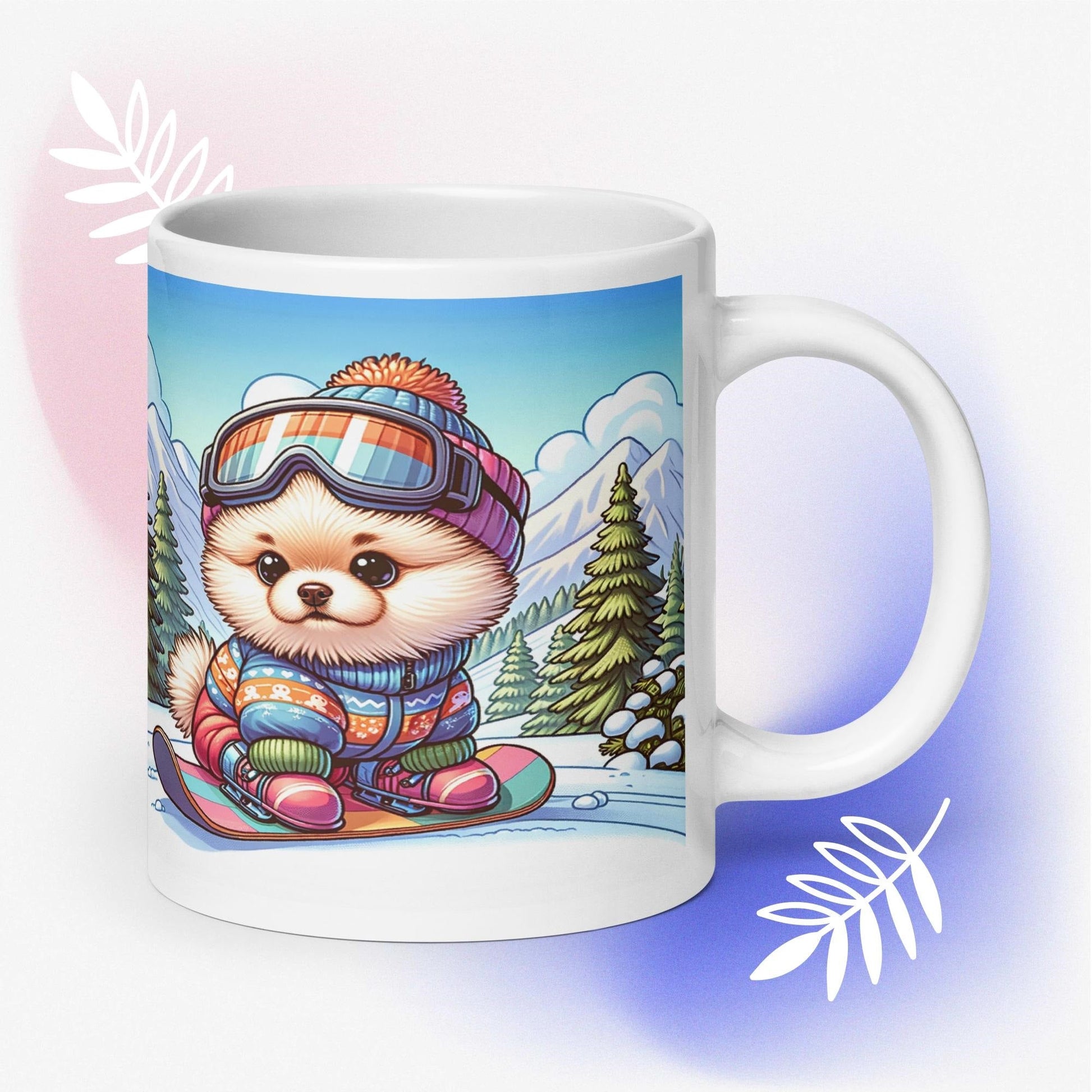 Winterse Pomeranian Snowboard Mok - Begin Je Dag Met Sneeuwpret - #shop_name