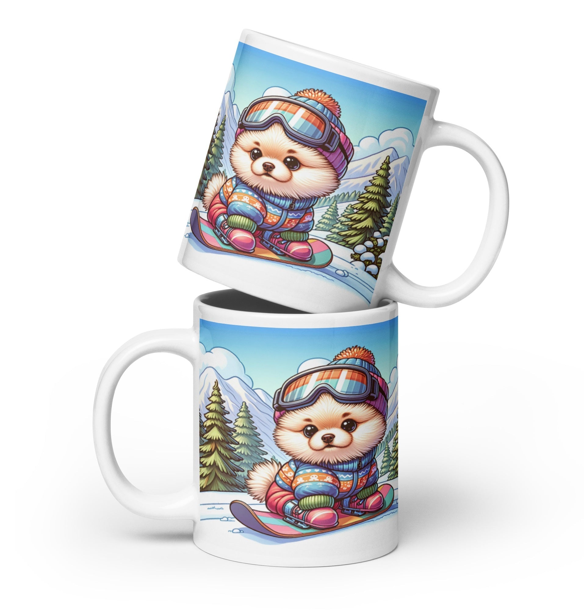 Winterse Pomeranian Snowboard Mok - Begin Je Dag Met Sneeuwpret - #shop_name