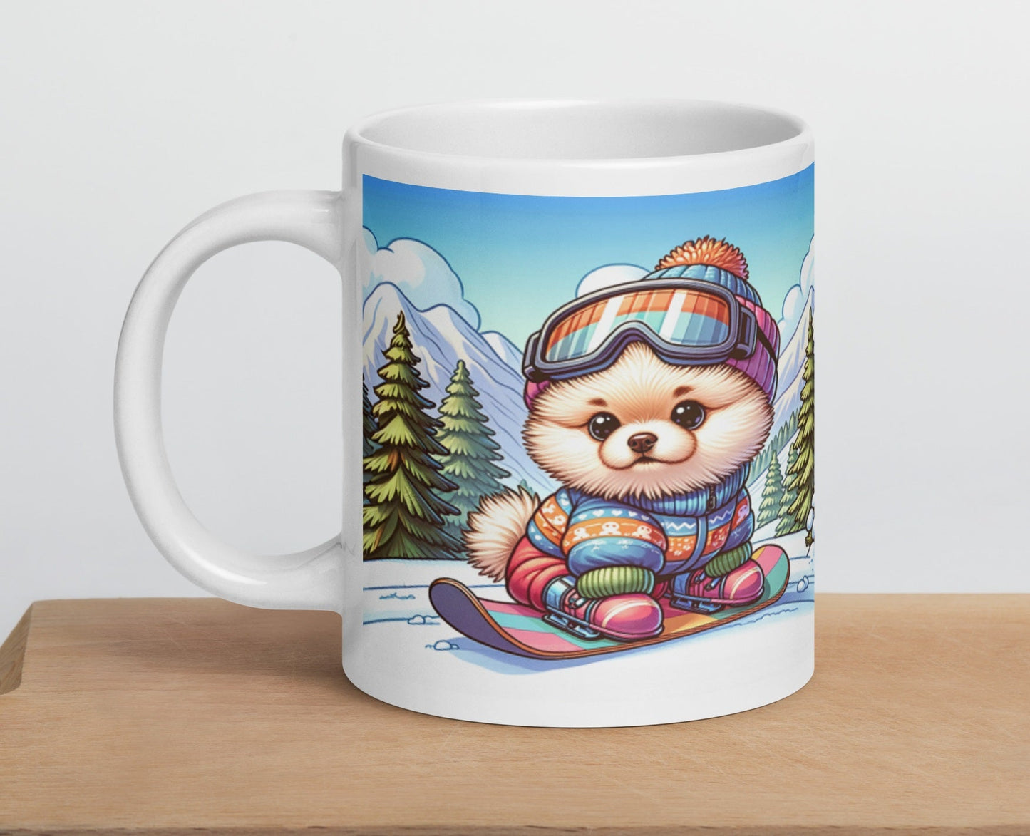 Winterse Pomeranian Snowboard Mok - Begin Je Dag Met Sneeuwpret - #shop_name