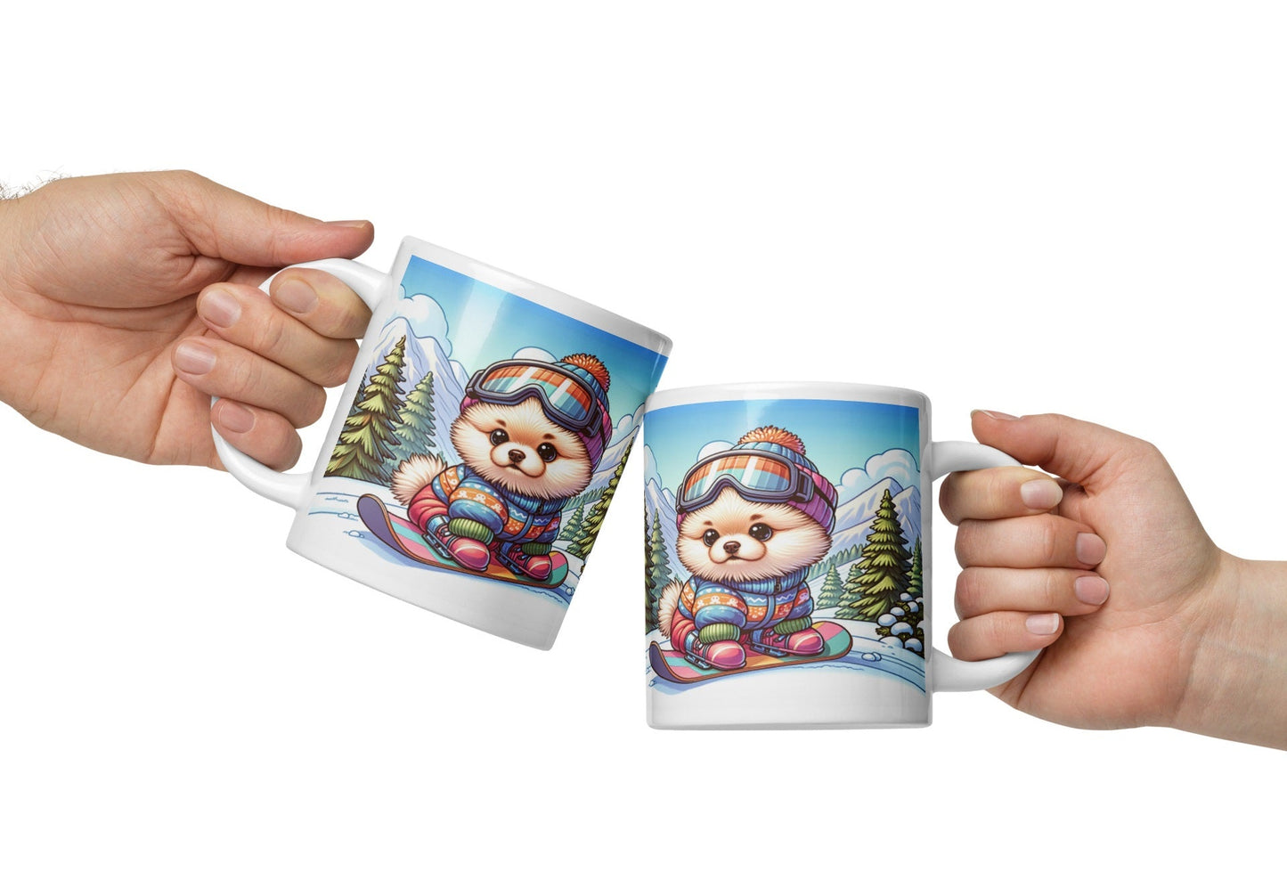 Winterse Pomeranian Snowboard Mok - Begin Je Dag Met Sneeuwpret - #shop_name