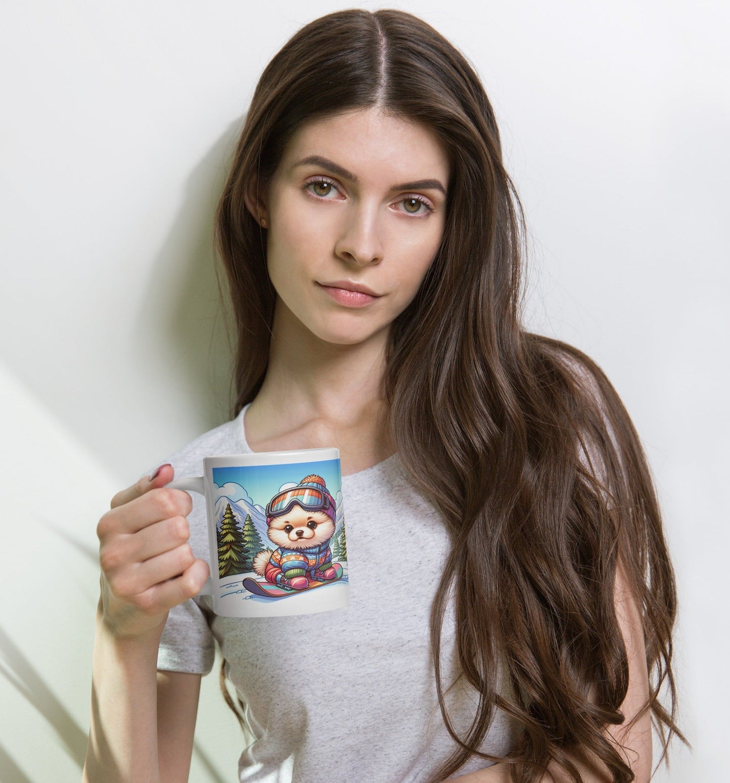 Winterse Pomeranian Snowboard Mok - Begin Je Dag Met Sneeuwpret - #shop_name