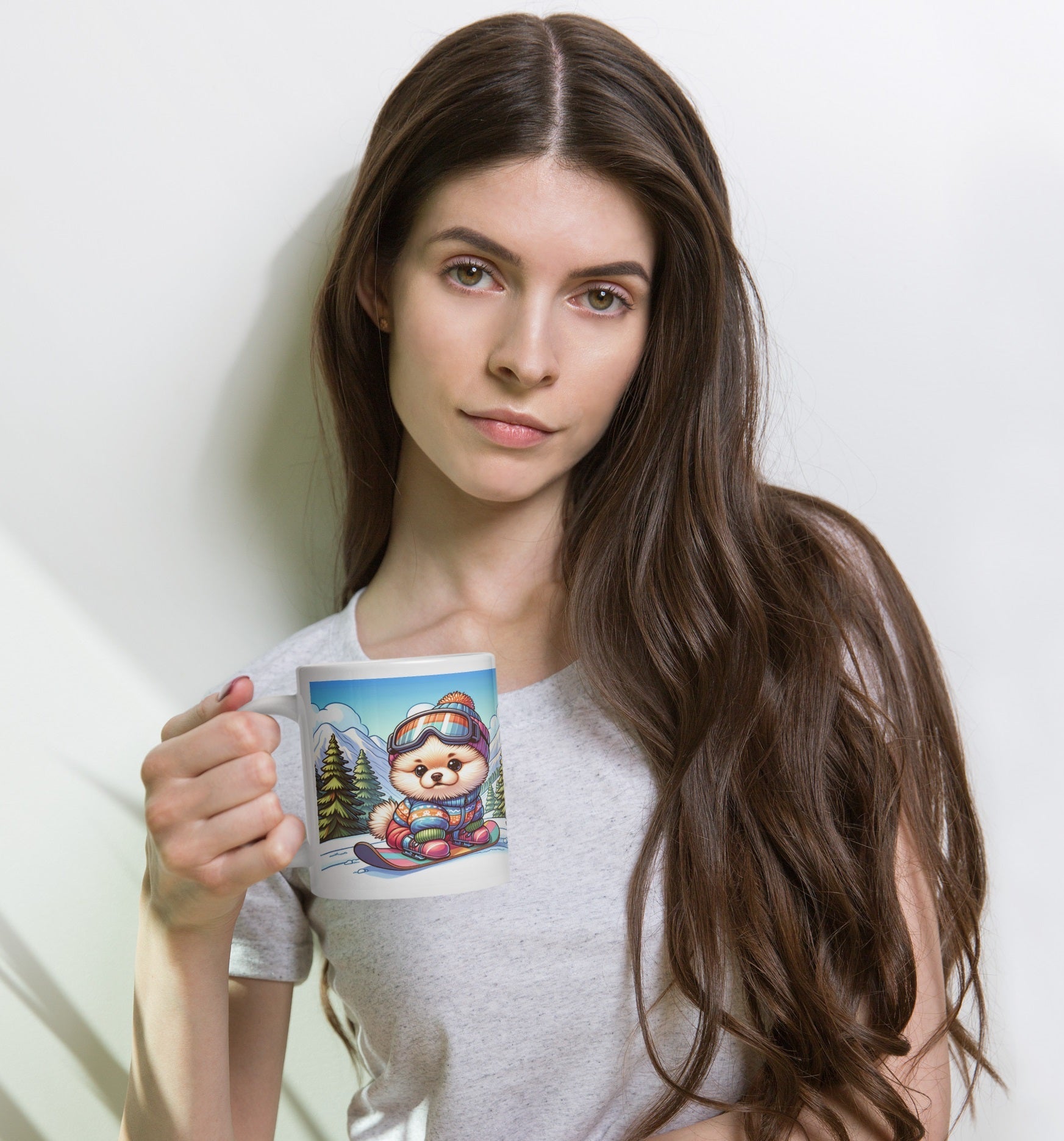 Winterse Pomeranian Snowboard Mok - Begin Je Dag Met Sneeuwpret - #shop_name