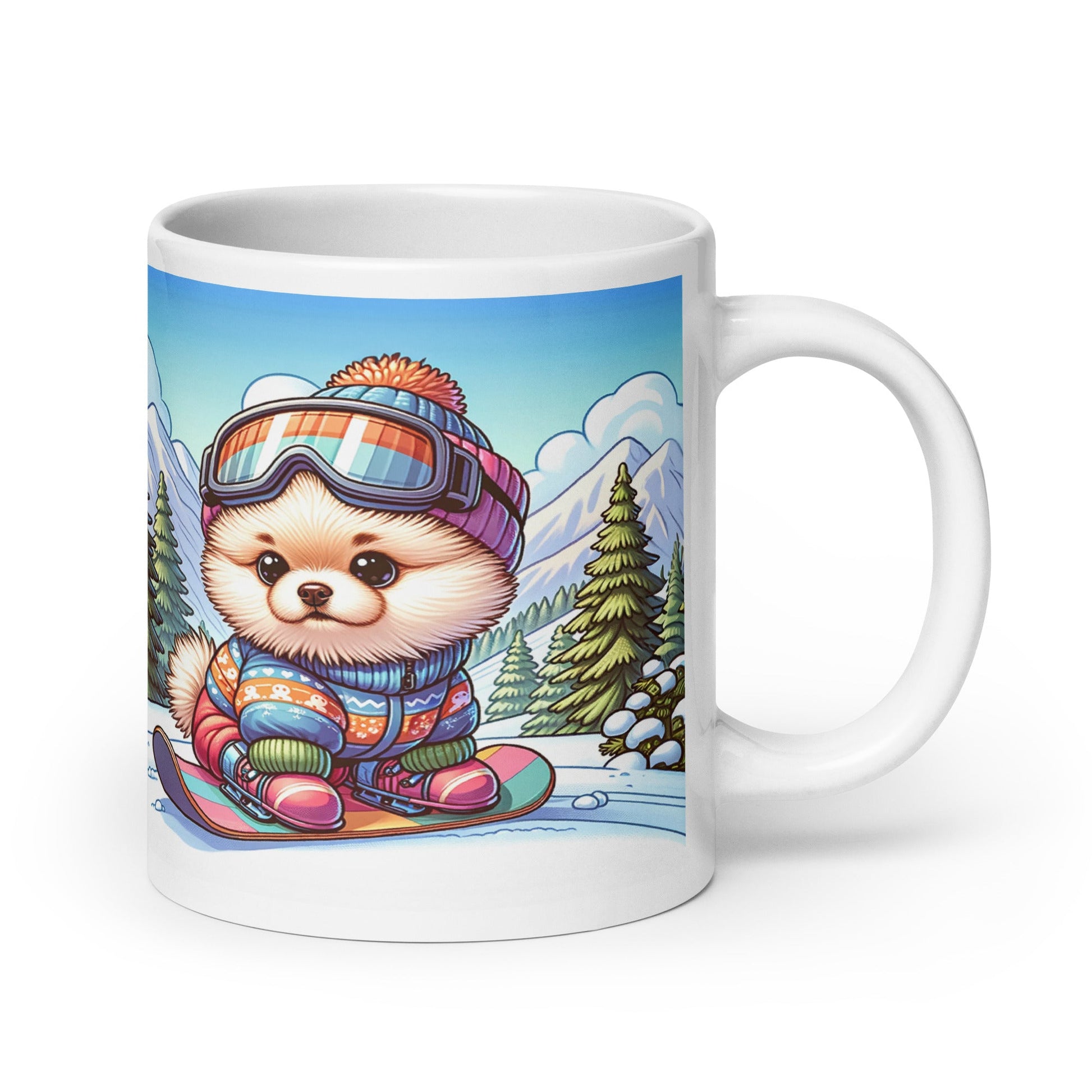 Winterse Pomeranian Snowboard Mok - Begin Je Dag Met Sneeuwpret - #shop_name