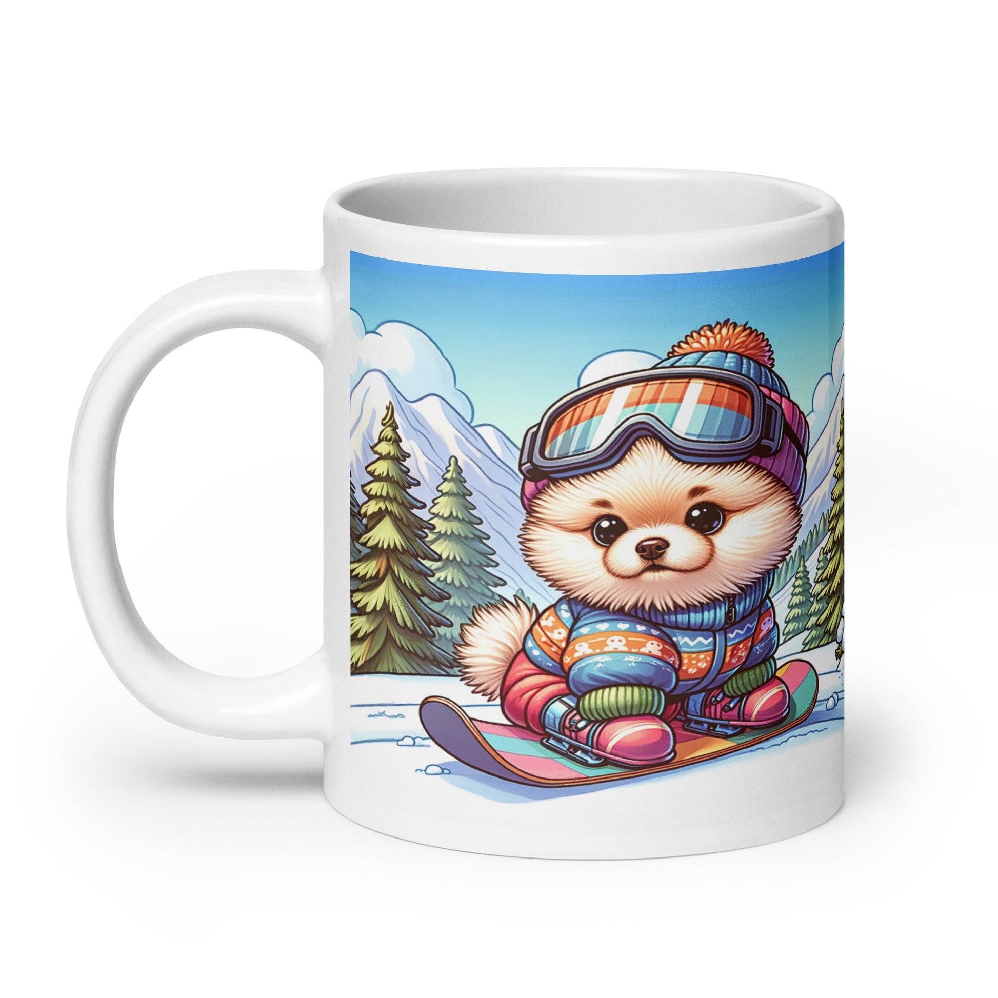 Winterse Pomeranian Snowboard Mok - Begin Je Dag Met Sneeuwpret - #shop_name