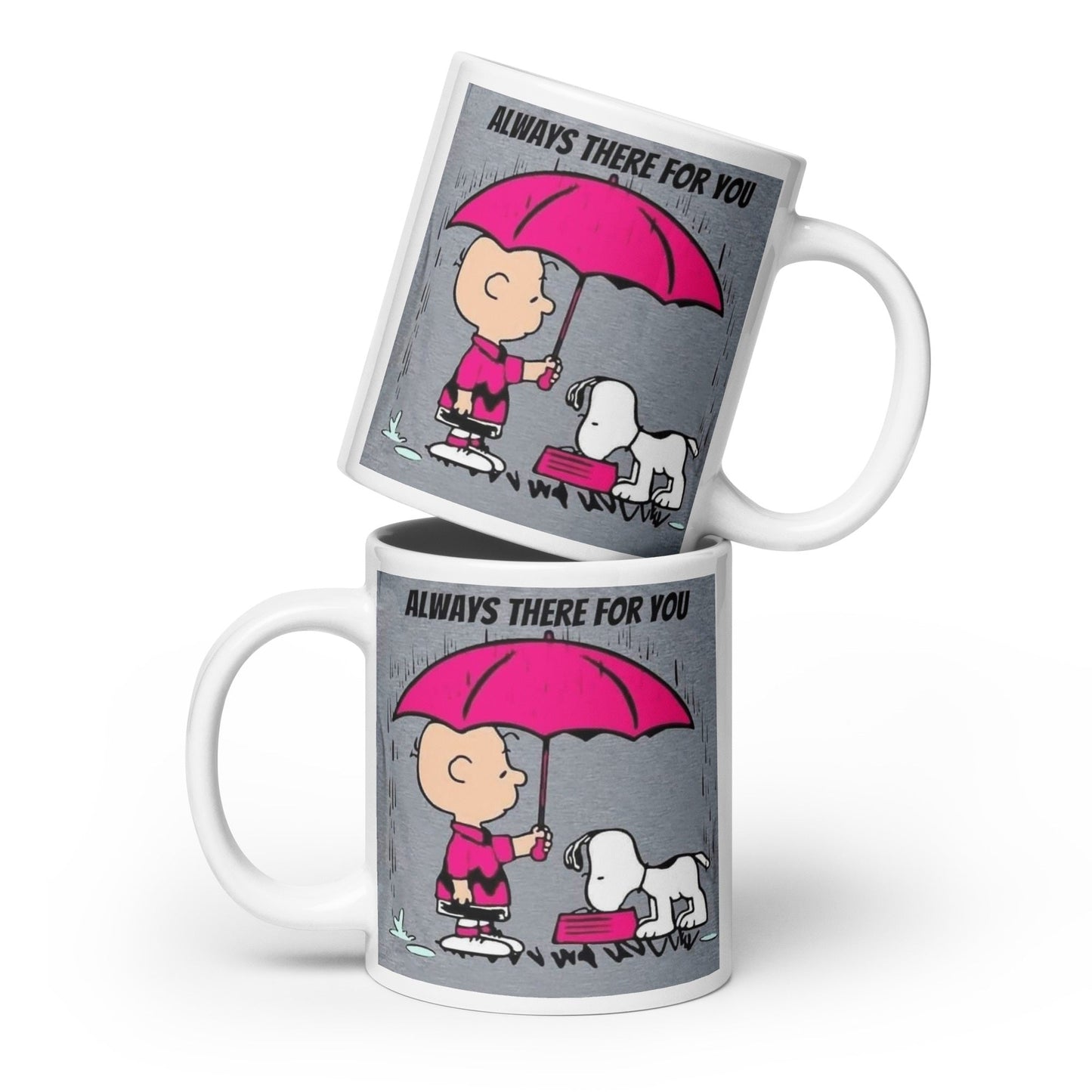 Witte Glanzende Mok met Sfeervolle Illustratie - "Always There For YOU" - #shop_name