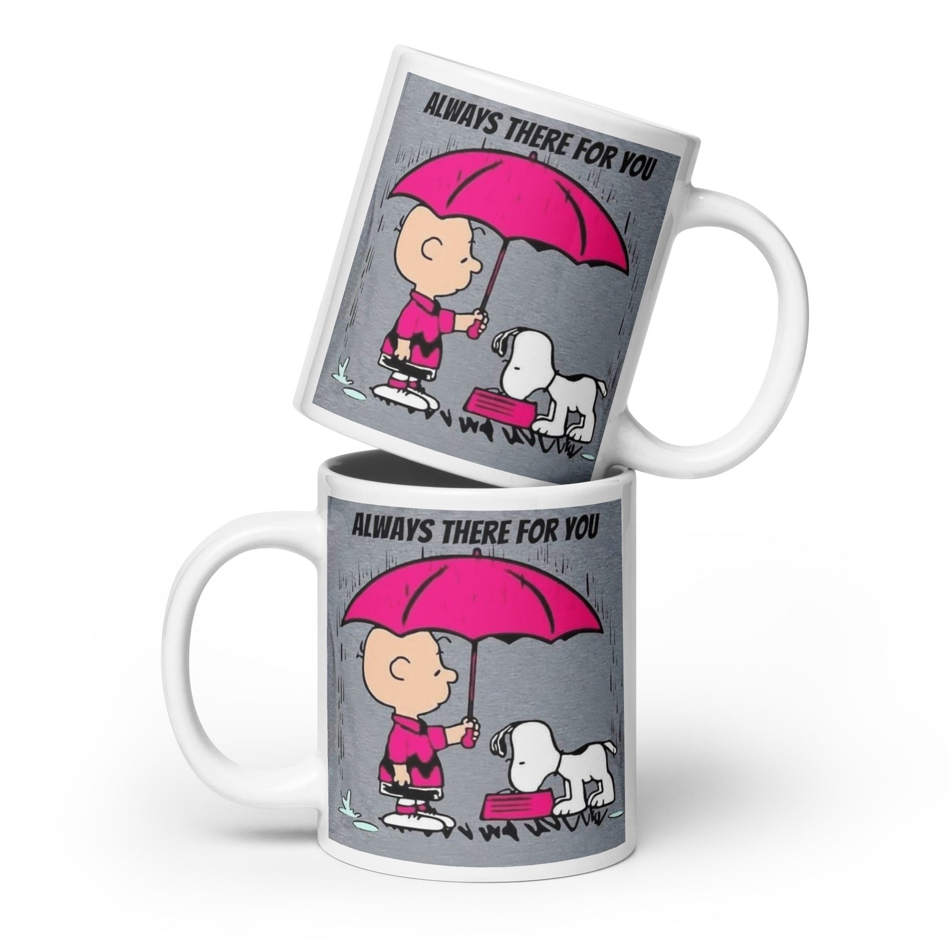 Witte Glanzende Mok met Sfeervolle Illustratie - "Always There For YOU" - #shop_name