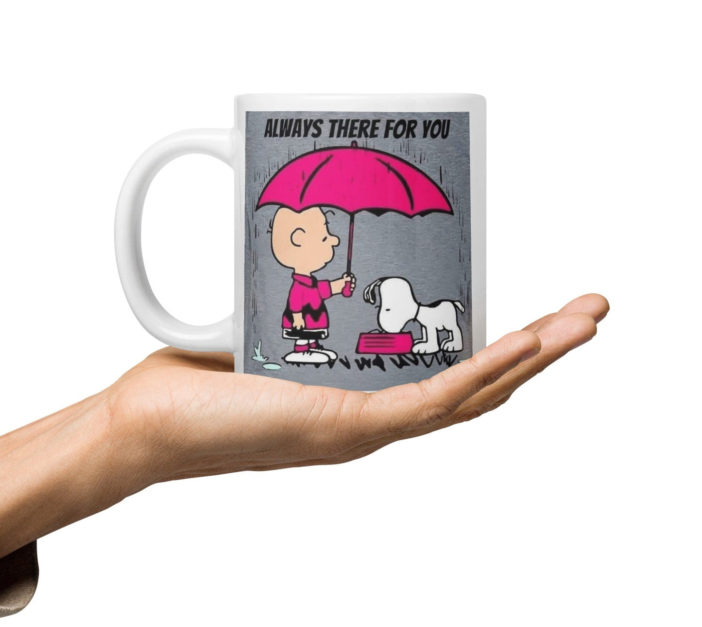 Witte Glanzende Mok met Sfeervolle Illustratie - "Always There For YOU" - #shop_name
